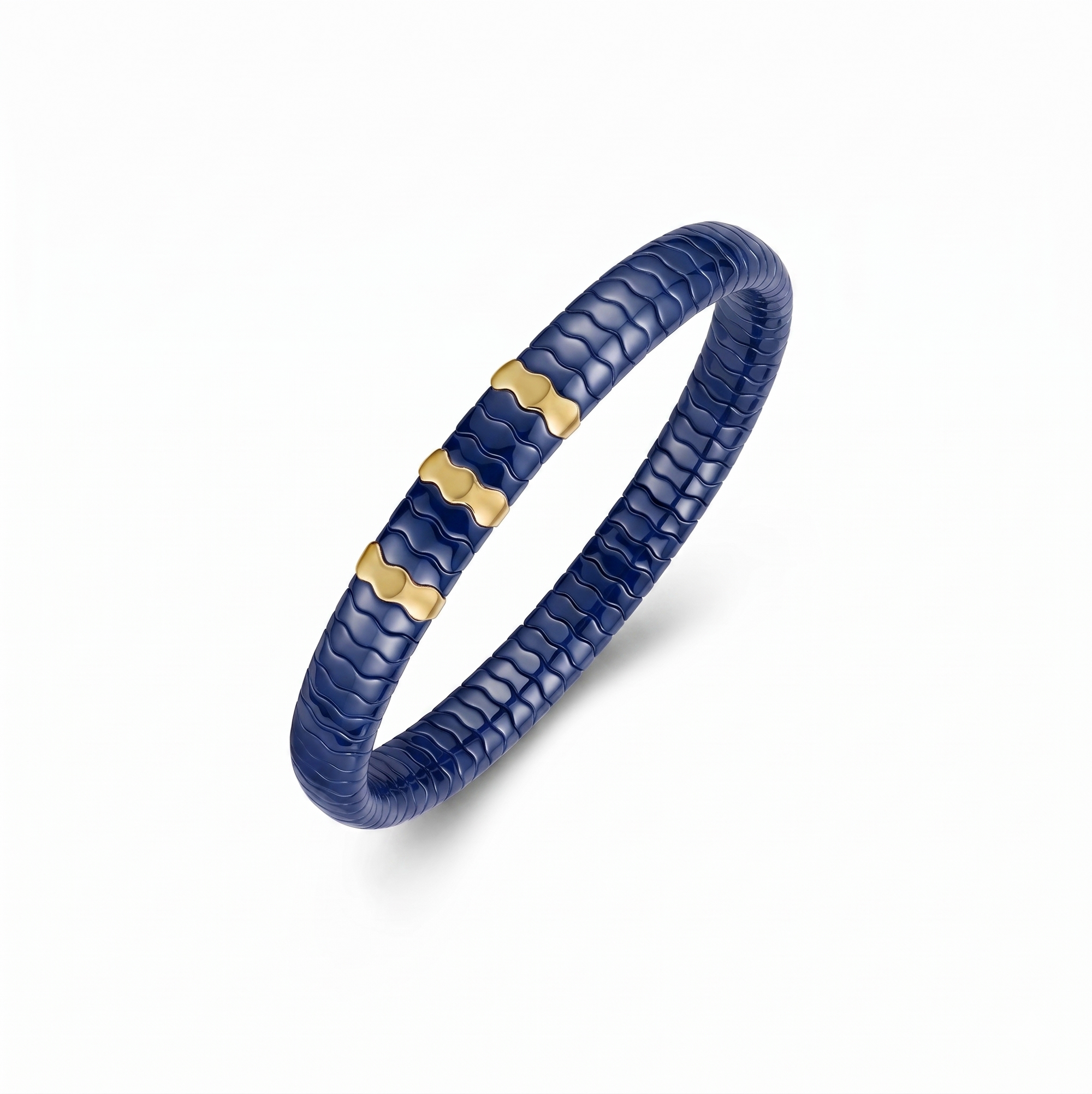 18K Gold Ceramic Wave Stretch Bracelet