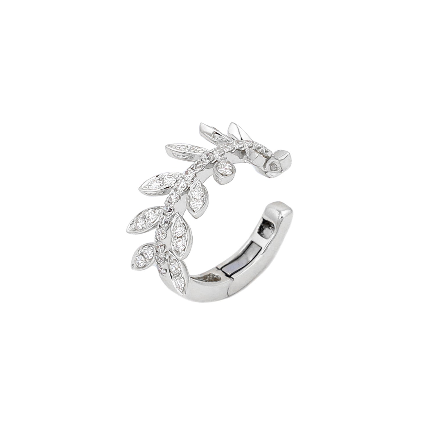 18K Diamond Leaf Ear Cuff