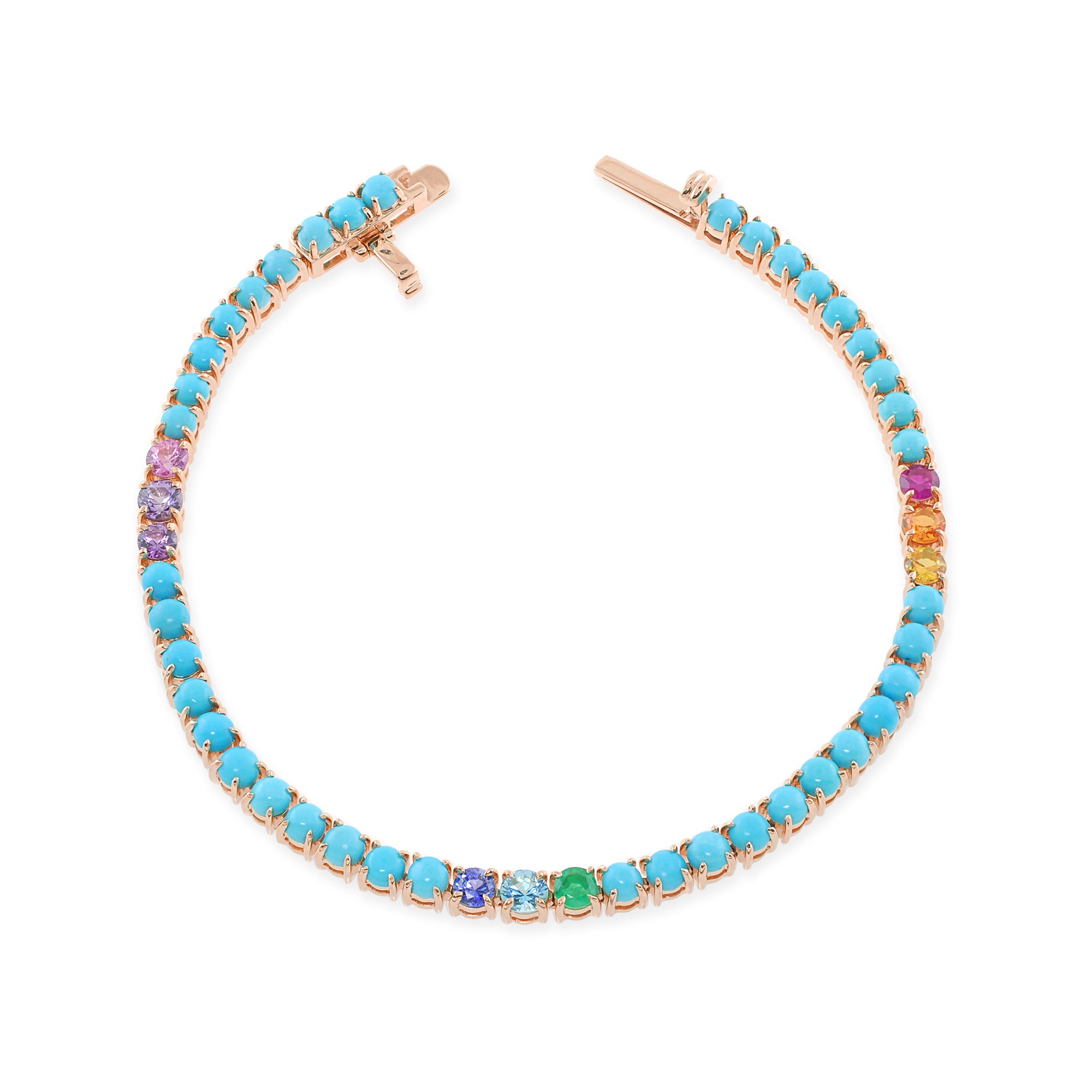 "Ella es todo eso" Pulsera de tenis de turquesa de 14 quilates