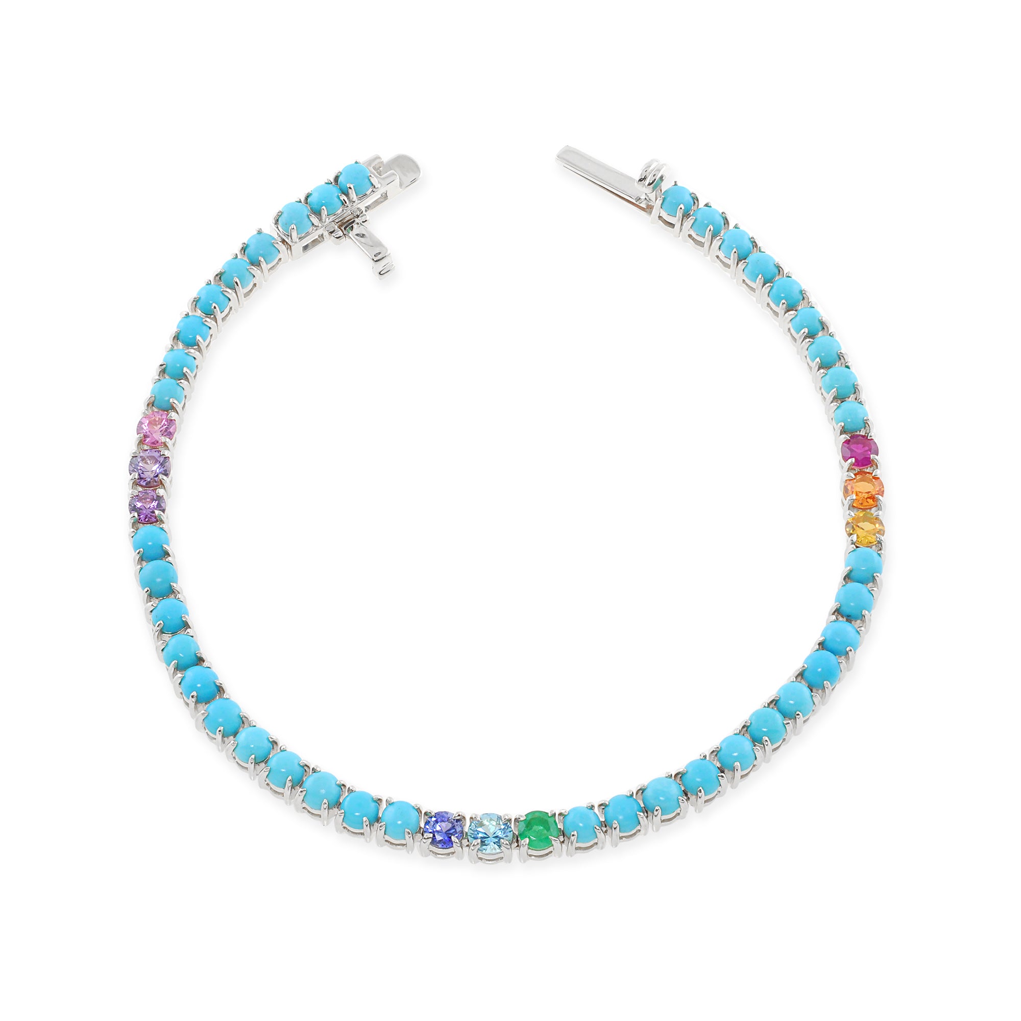 "Ella es todo eso" Pulsera de tenis de turquesa de 14 quilates