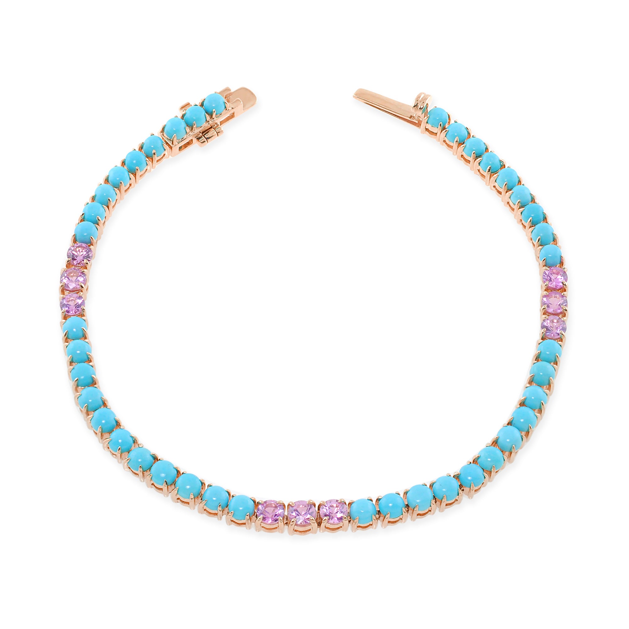 "Ella es todo eso" Pulsera de tenis de turquesa de 14 quilates