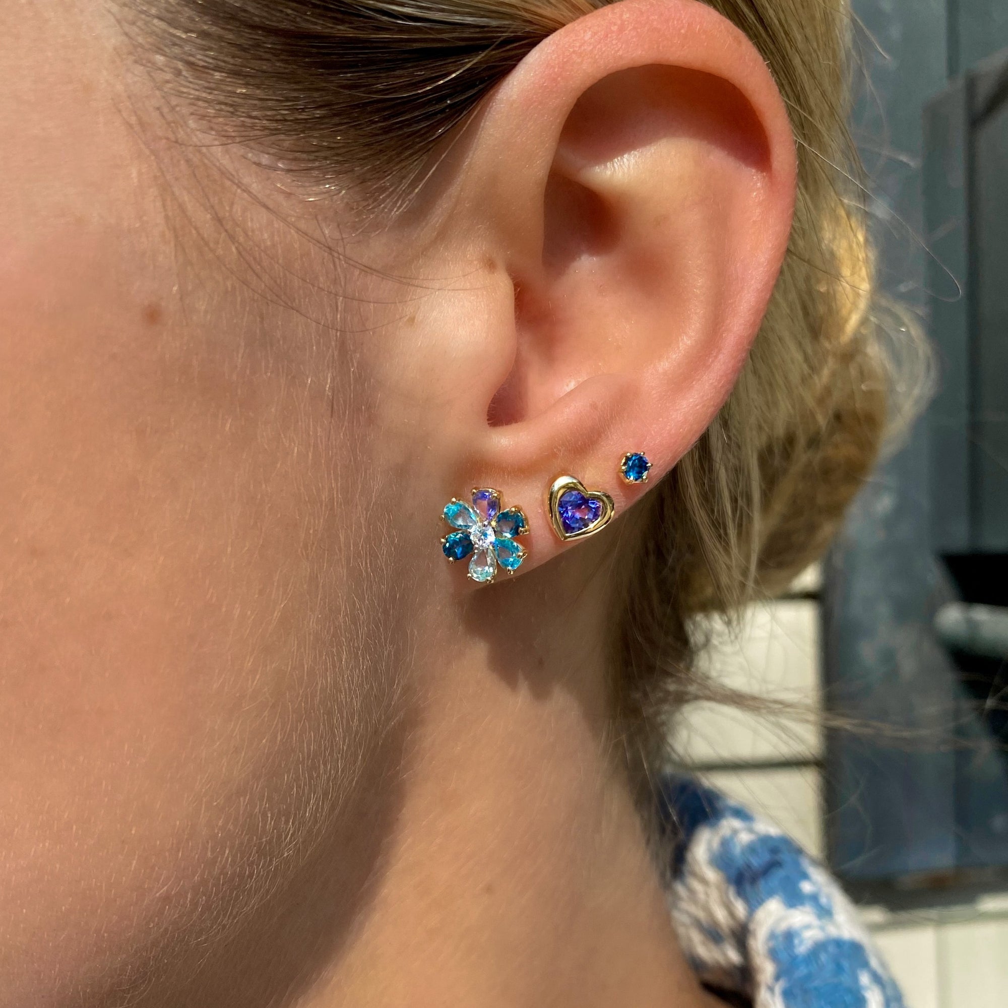 Gemstone 14K Single Stud
