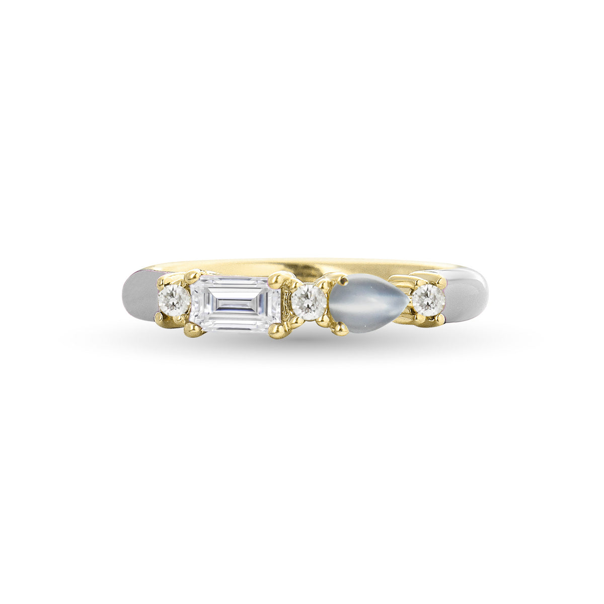 Cabochon Gemstone &amp; Diamond 14K Enamel Ring