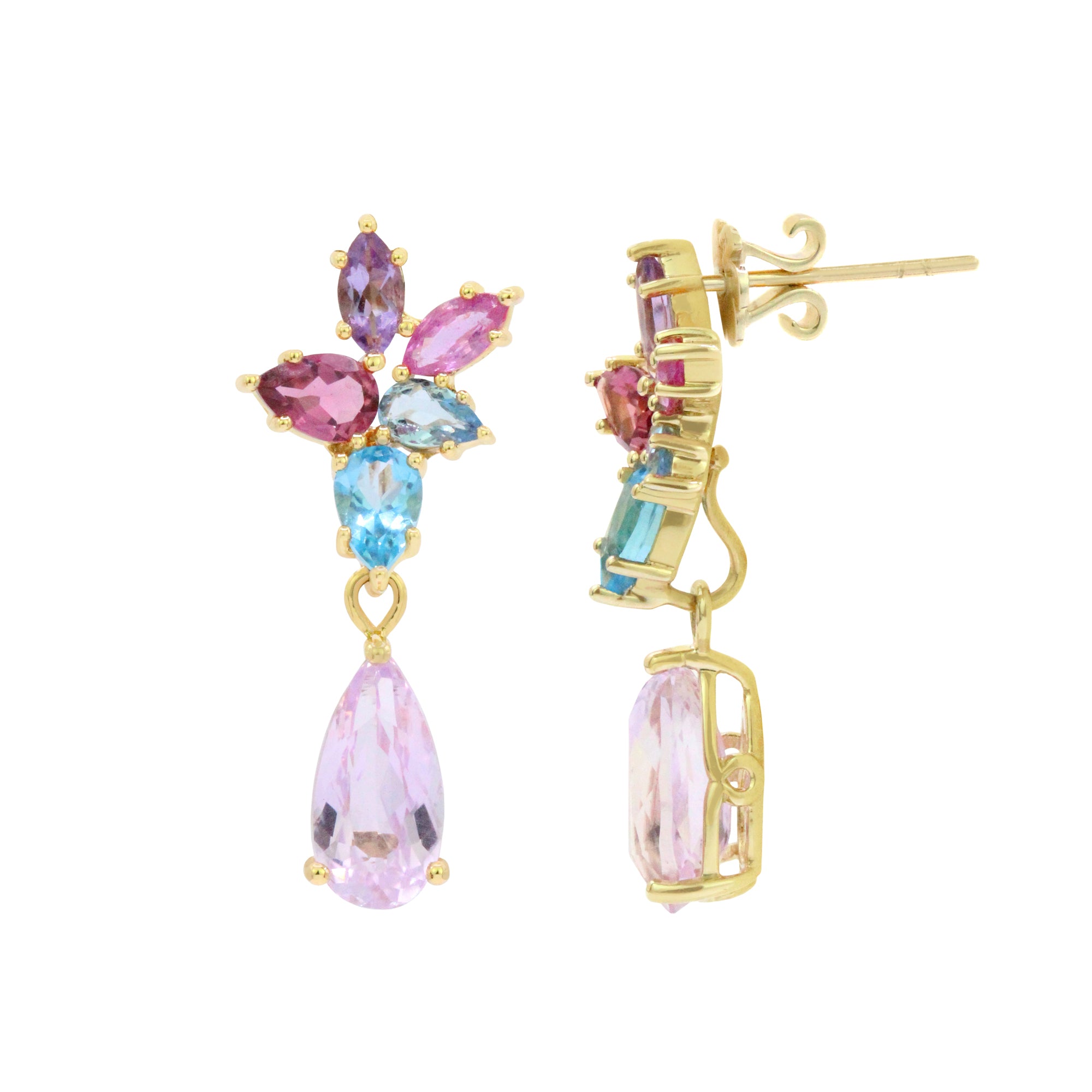 Pendientes con piedras preciosas en racimo The Starlet de 18 quilates