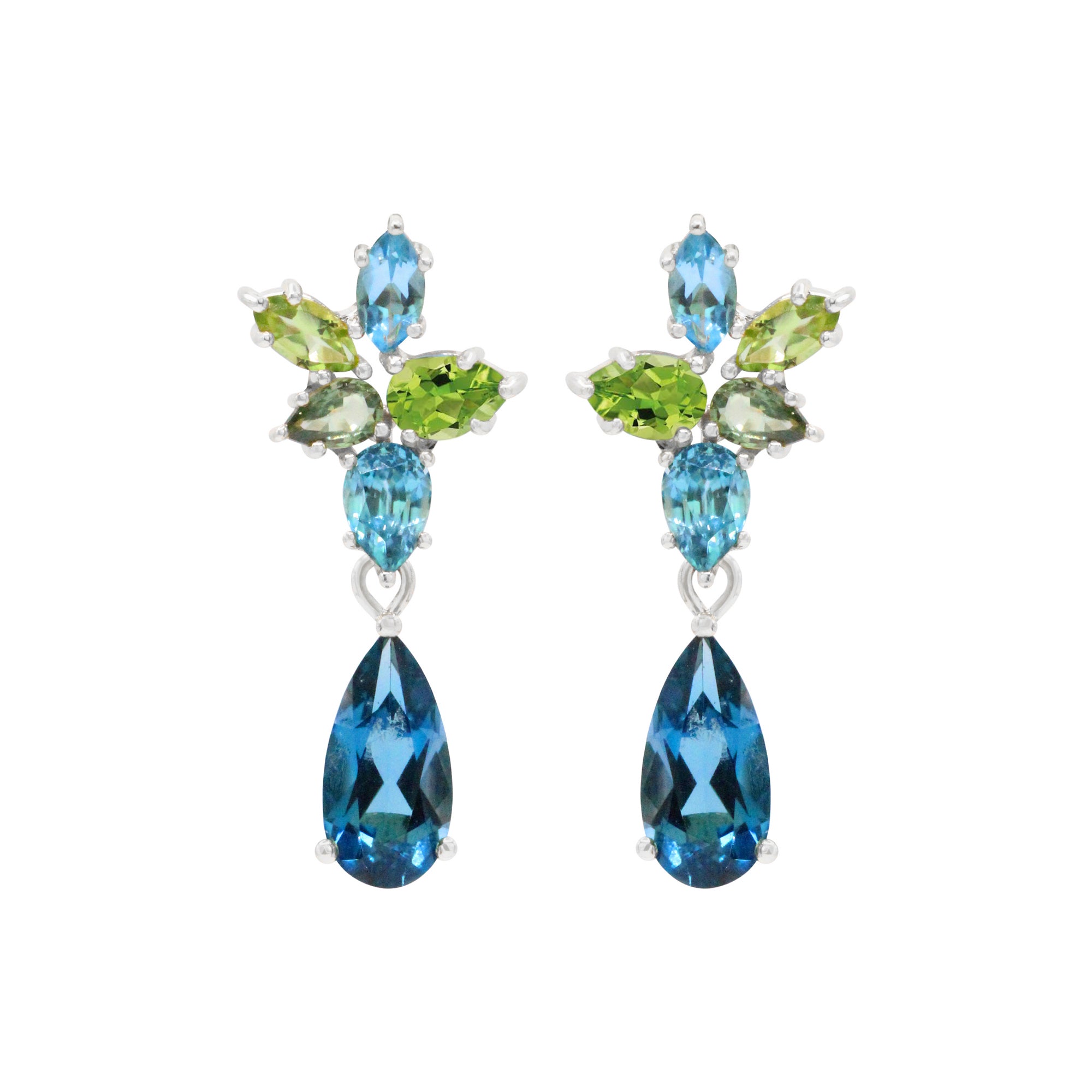 Pendientes con piedras preciosas en racimo The Starlet de 18 quilates