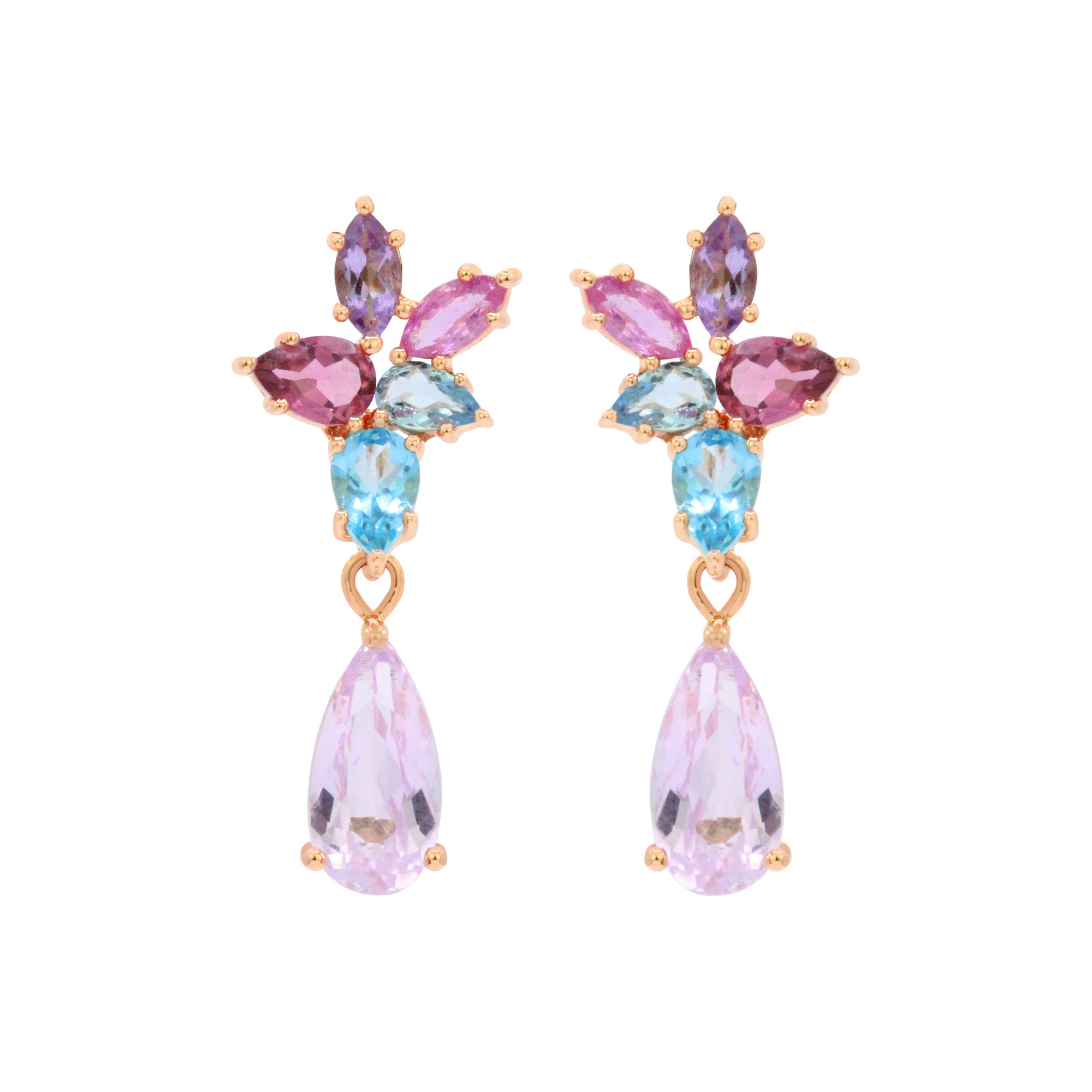 Pendientes con piedras preciosas en racimo The Starlet de 18 quilates