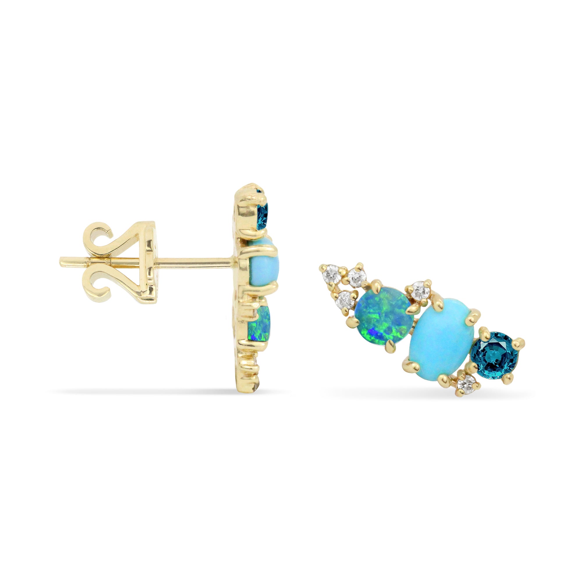Gemstone & Diamond 14K Mini Ear Climber, Right