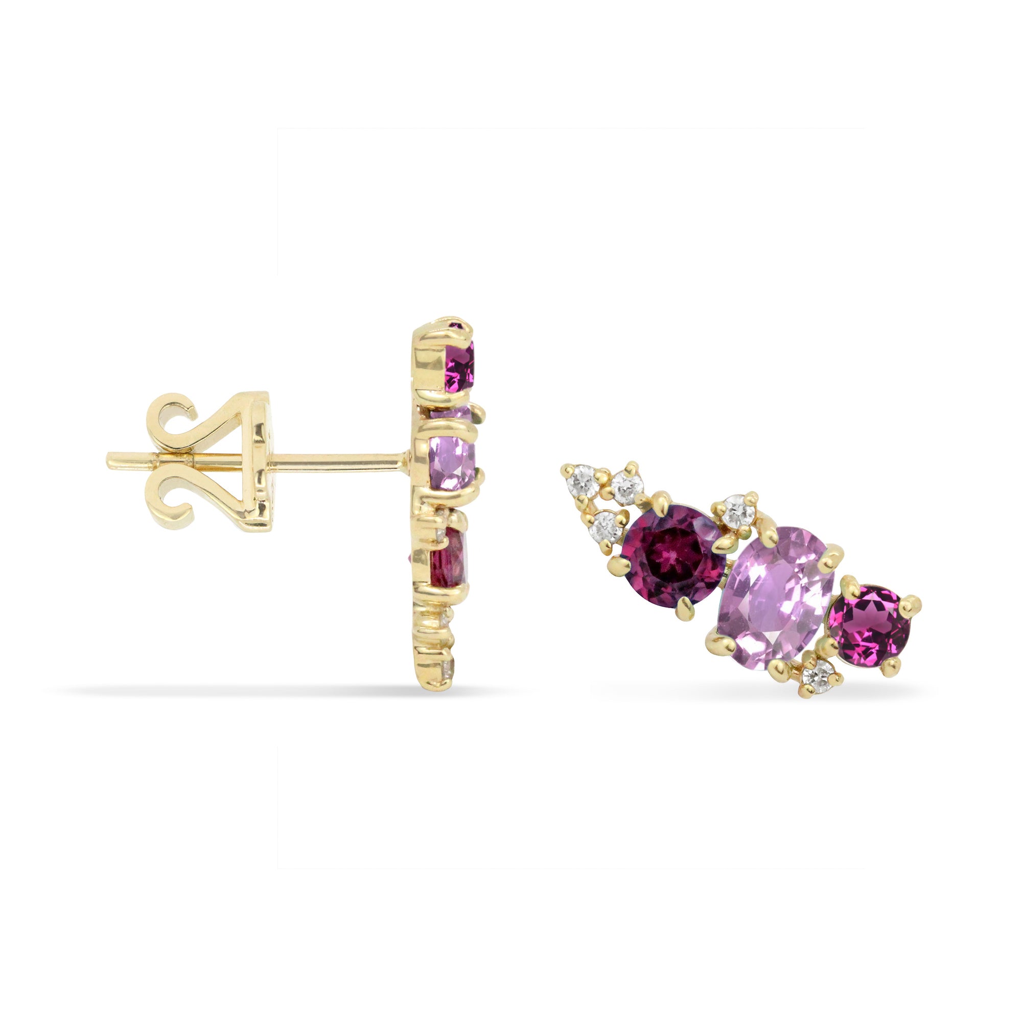 Gemstone & Diamond 14K Mini Ear Climber, Right