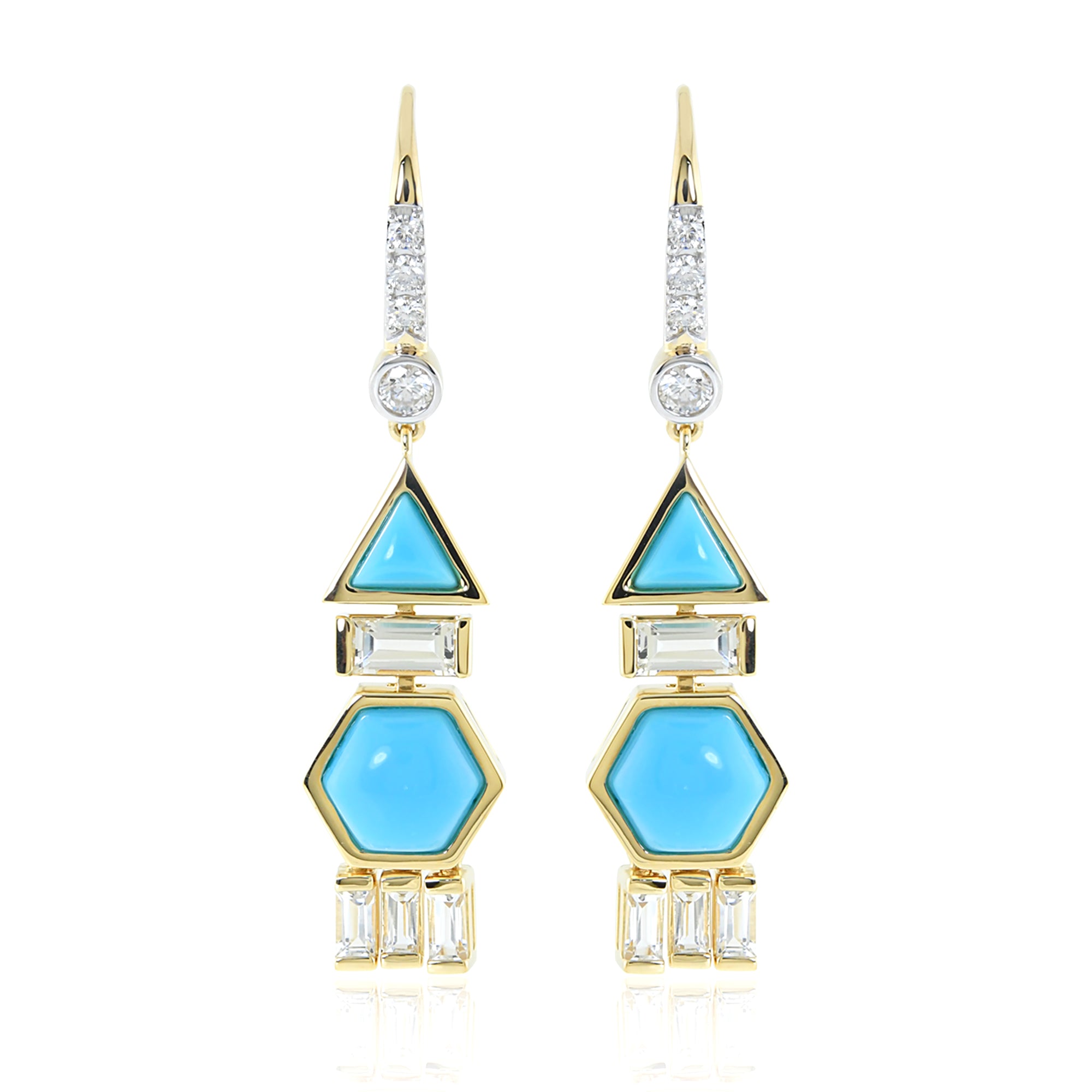 Pendientes colgantes con piedras preciosas en forma de panal de 18 quilates de The Dreamer