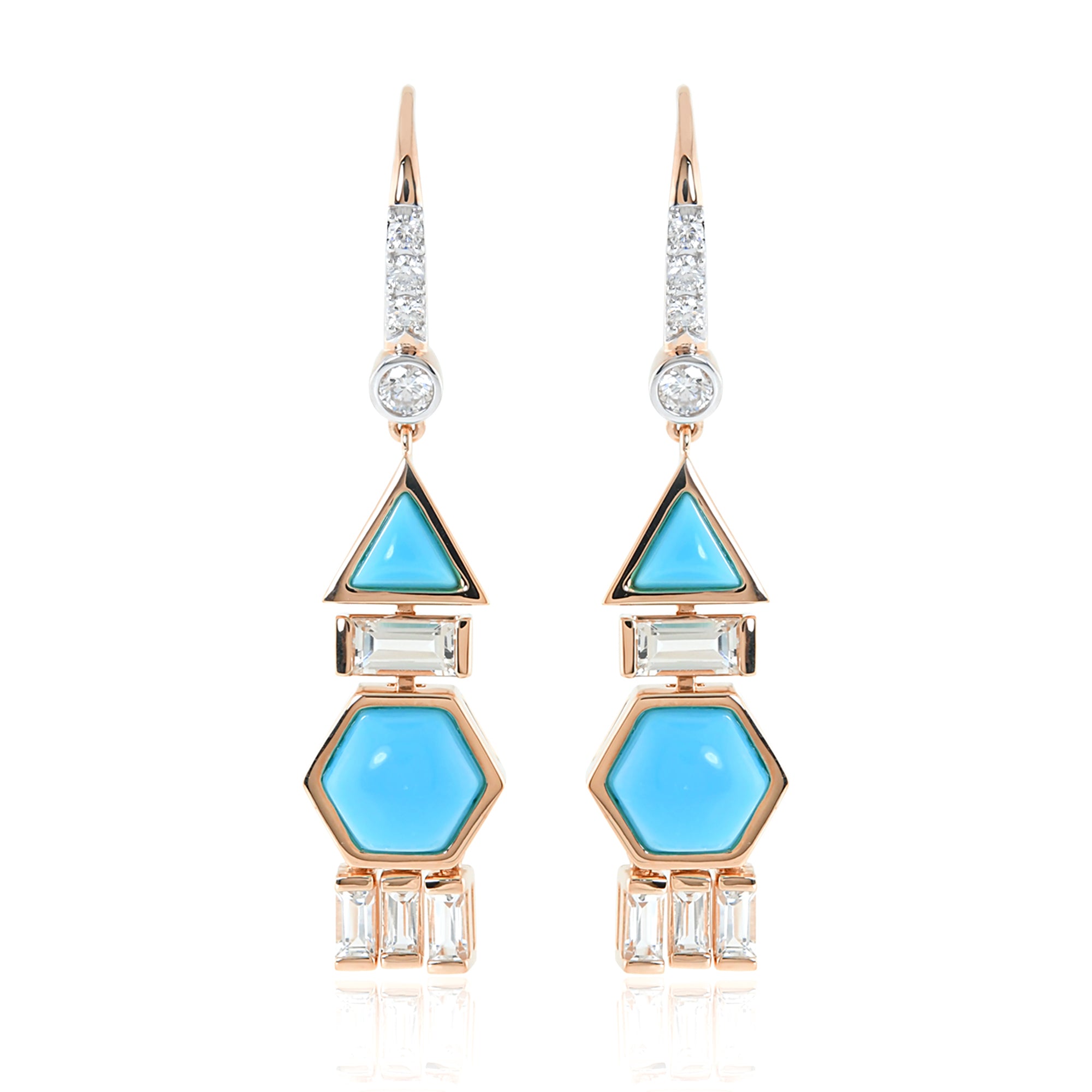 Pendientes colgantes con piedras preciosas en forma de panal de 18 quilates de The Dreamer