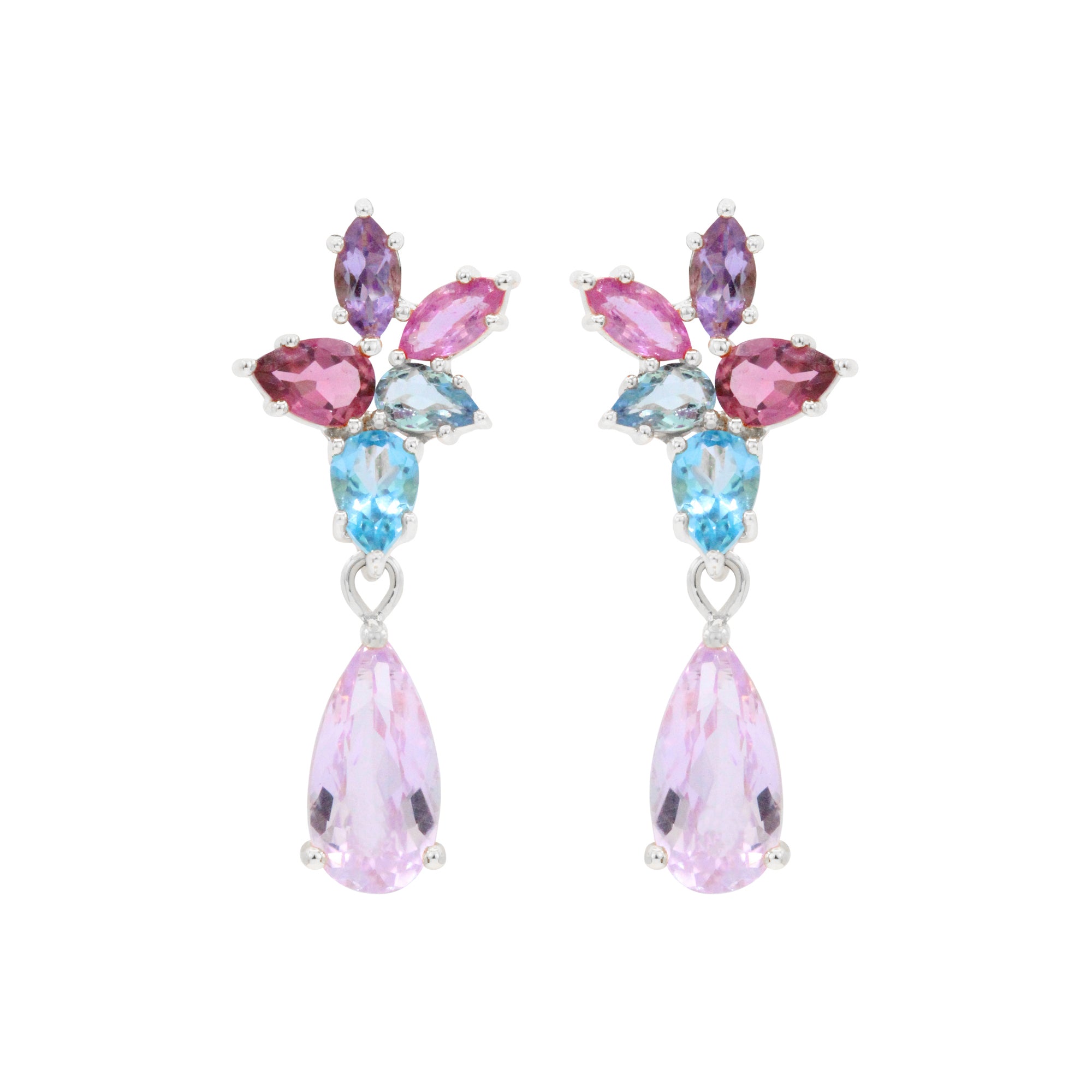 Pendientes con piedras preciosas en racimo The Starlet de 18 quilates