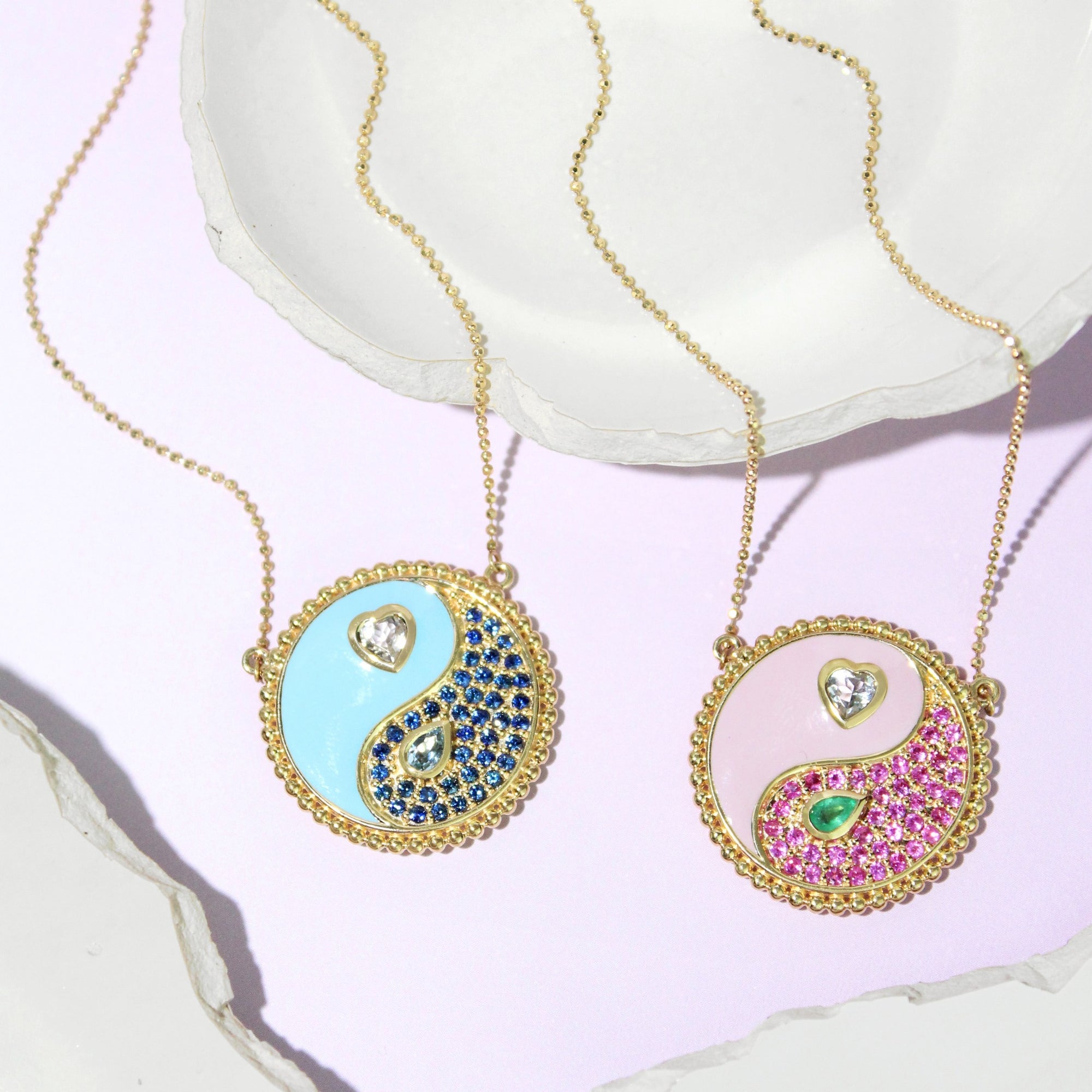 The Gemini 18K Enamel & Gemstone Necklace