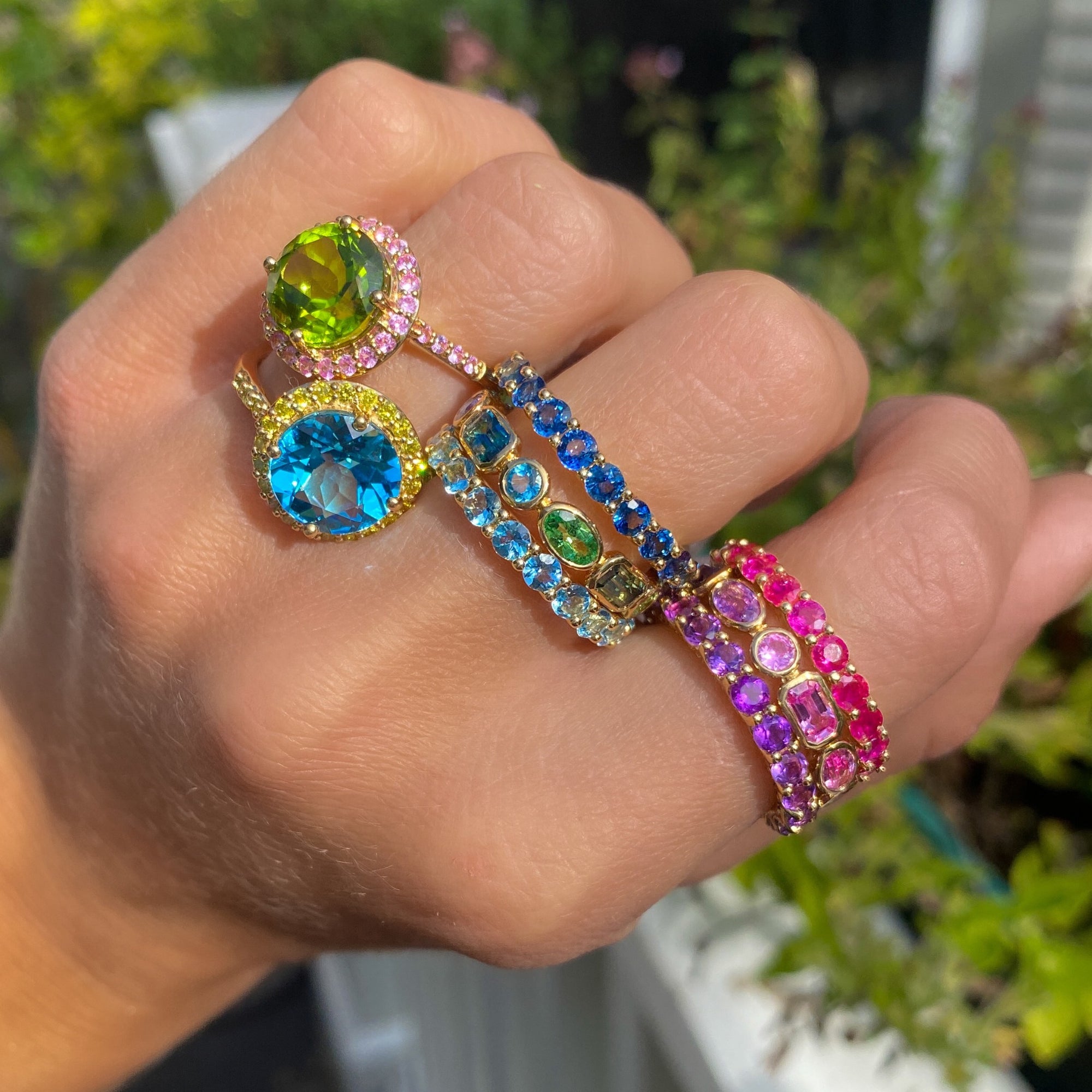 The Hero 18K Precious Gemstone Eternity Band