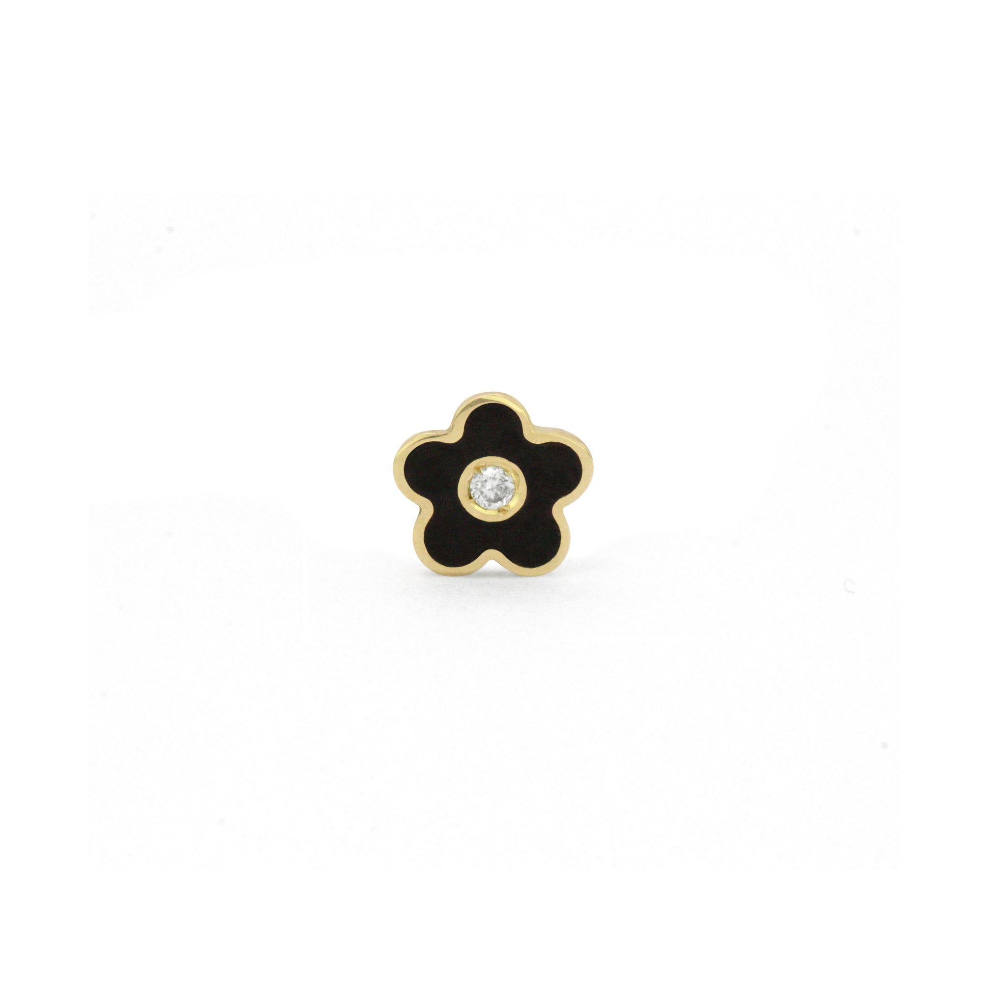 Enamel 18K Diamond Daisy Stud