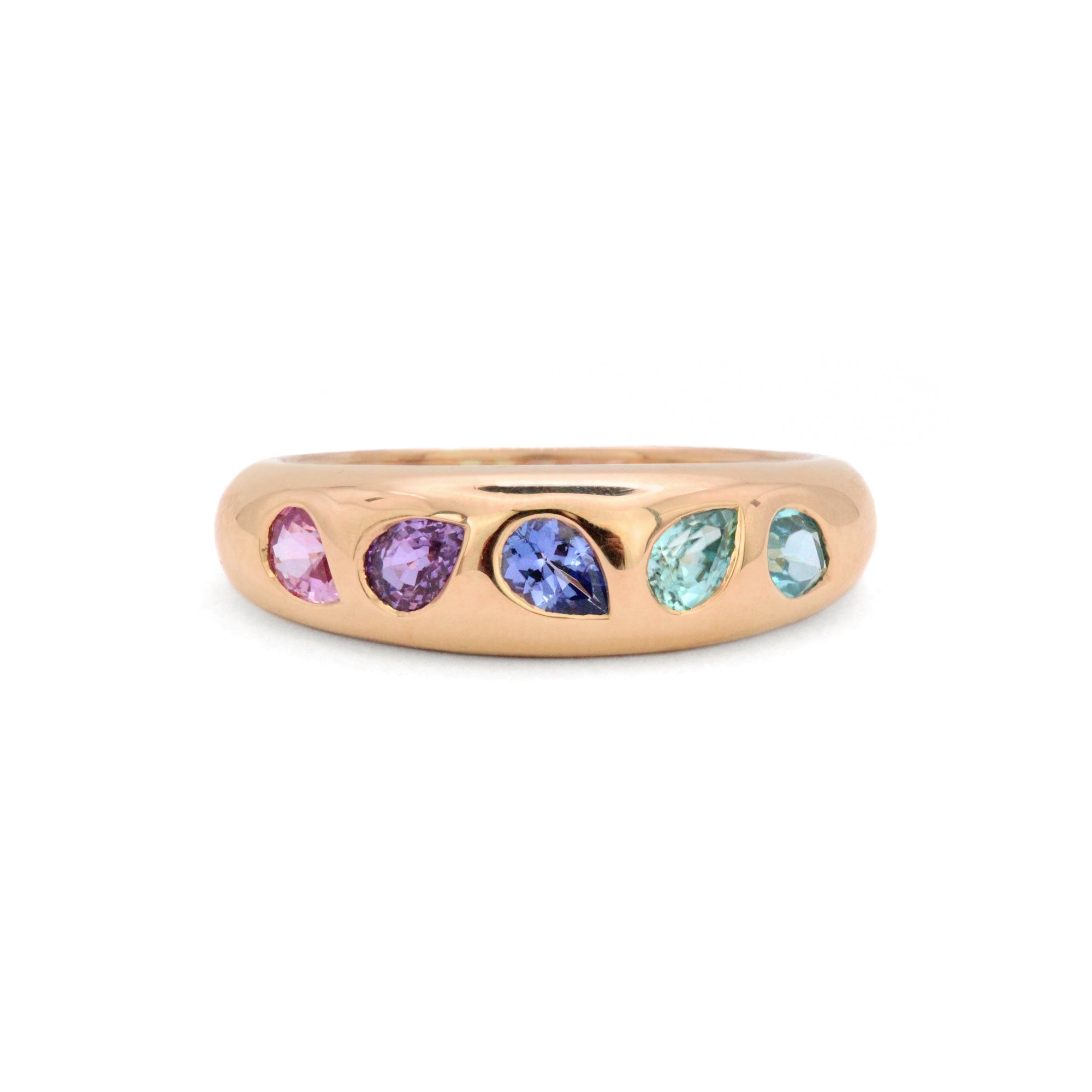 Ombre Gemstone Gypsy Ring in 18K Gold