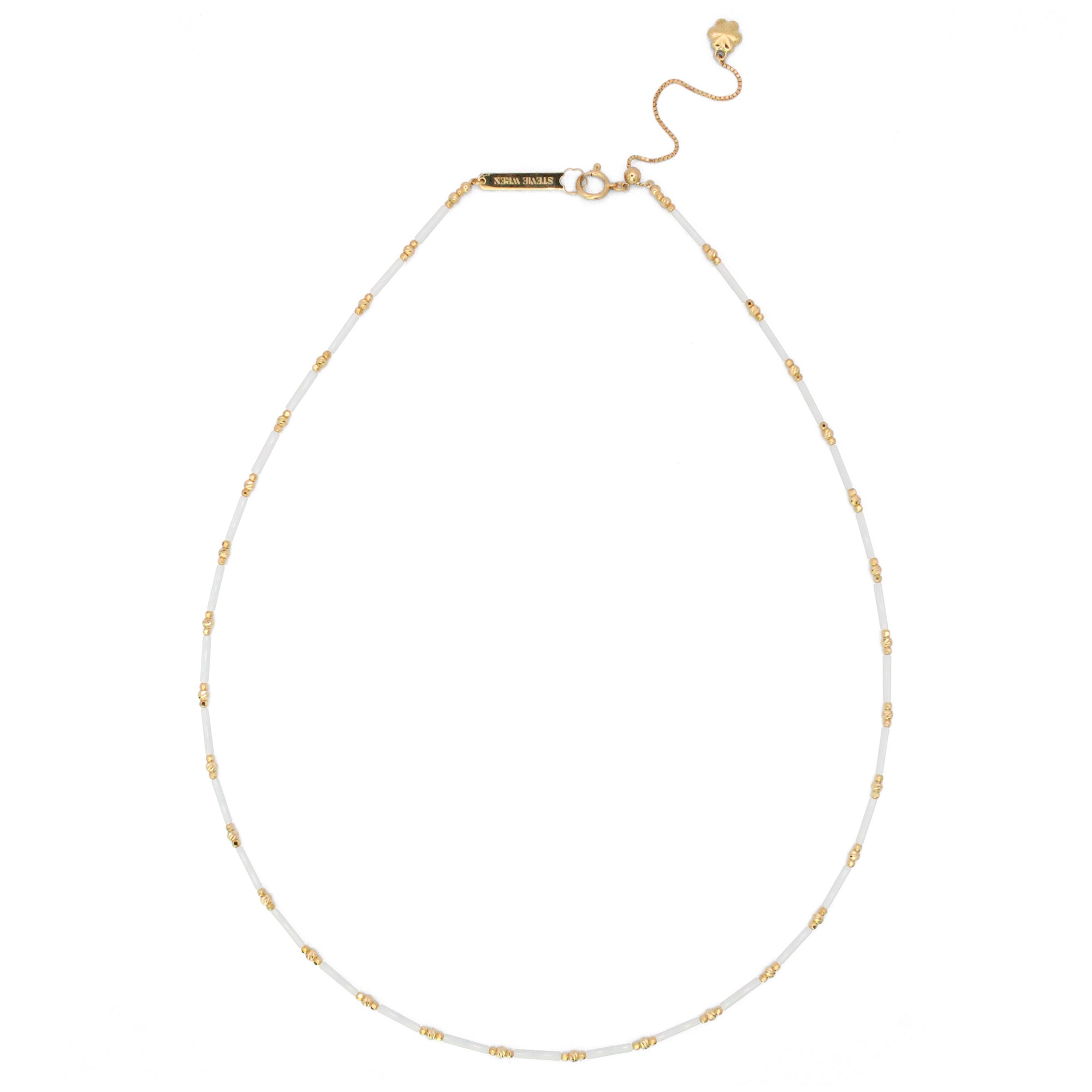 Handmade 18K Etched Round Bead Ceramic Necklace