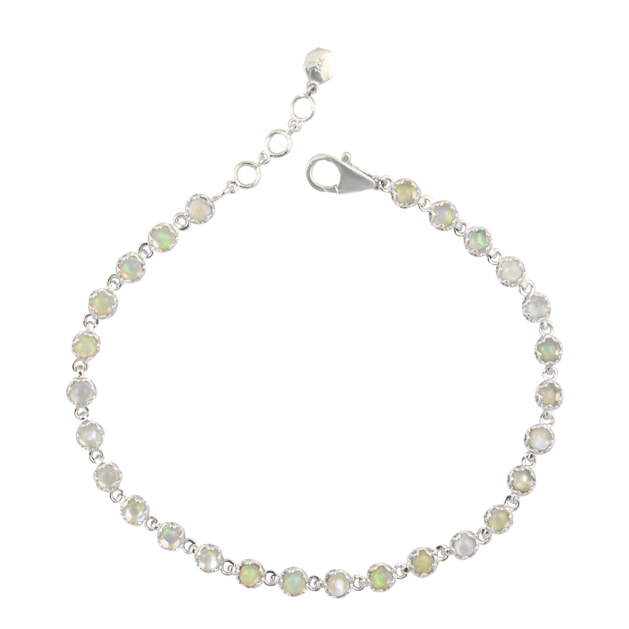 Pulsera de piedras preciosas de 14 quilates con engaste de bisel