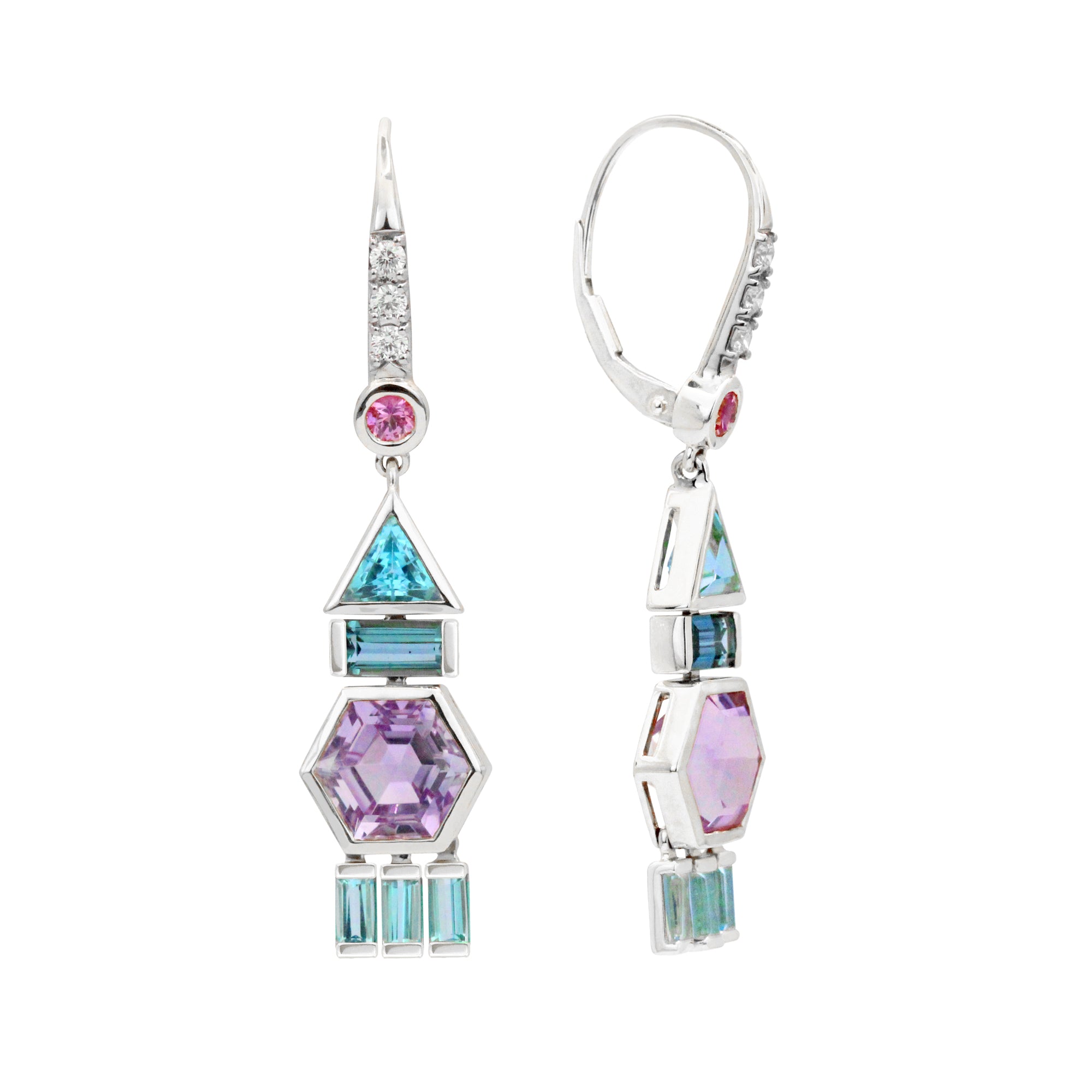 Pendientes colgantes con piedras preciosas en forma de panal de 18 quilates de The Dreamer
