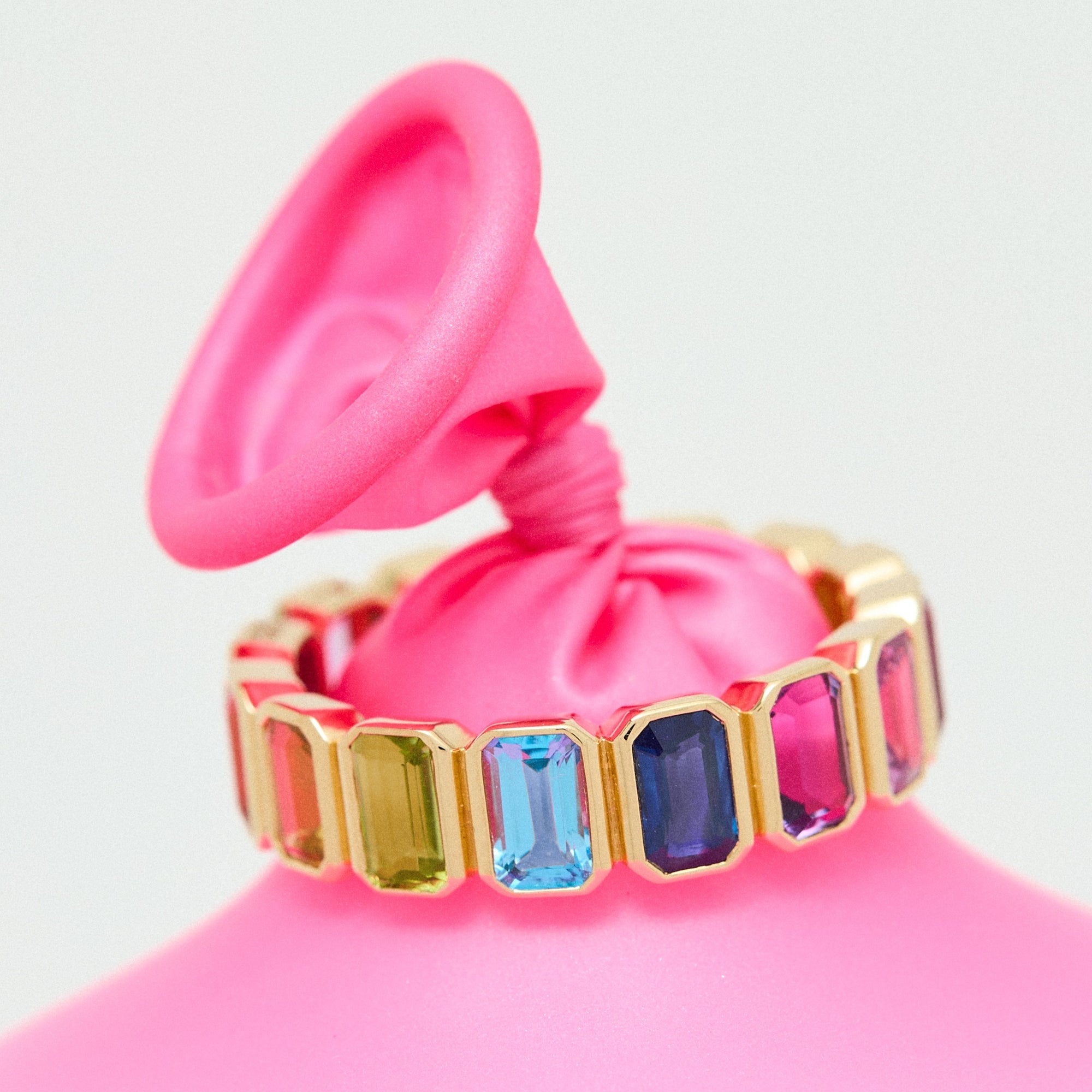 Gold Bezel Eternity Band with Sapphires