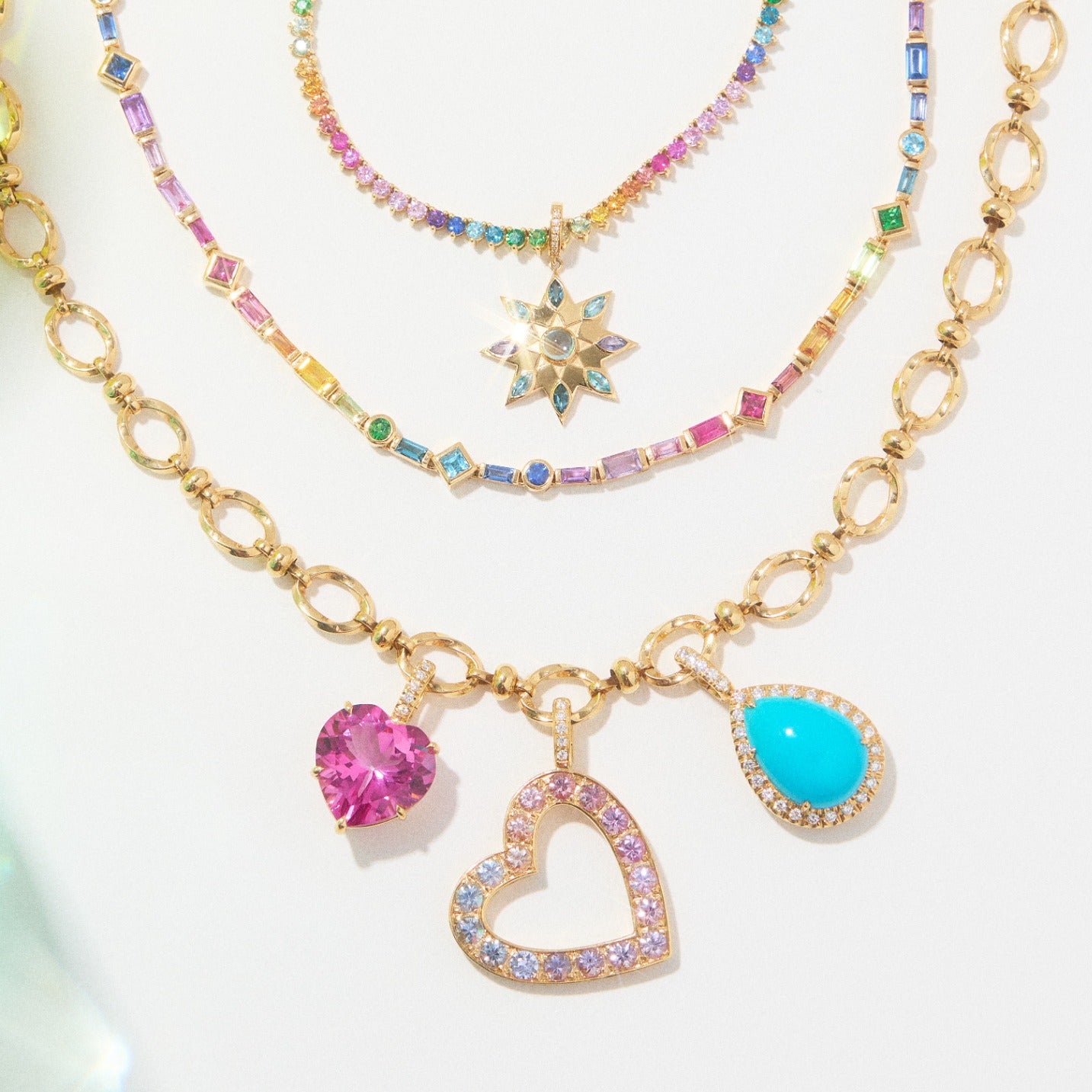 Lovestruck 18K Gemstone Heart Pendant