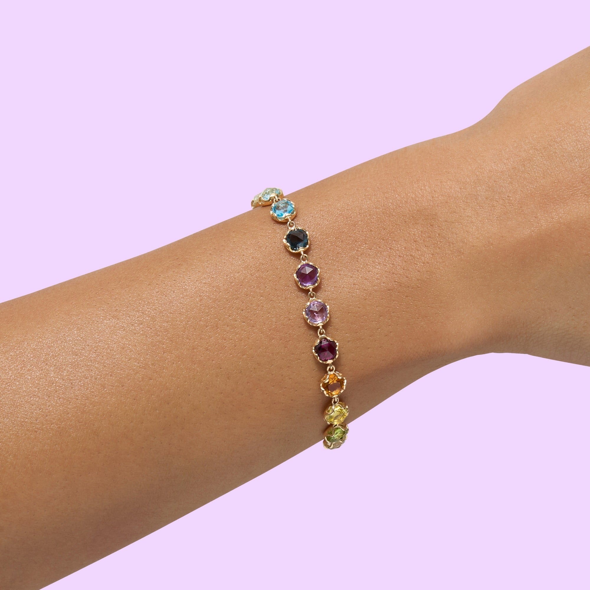 Gemstone 18K Rose Cut Mama Bear Bracelet