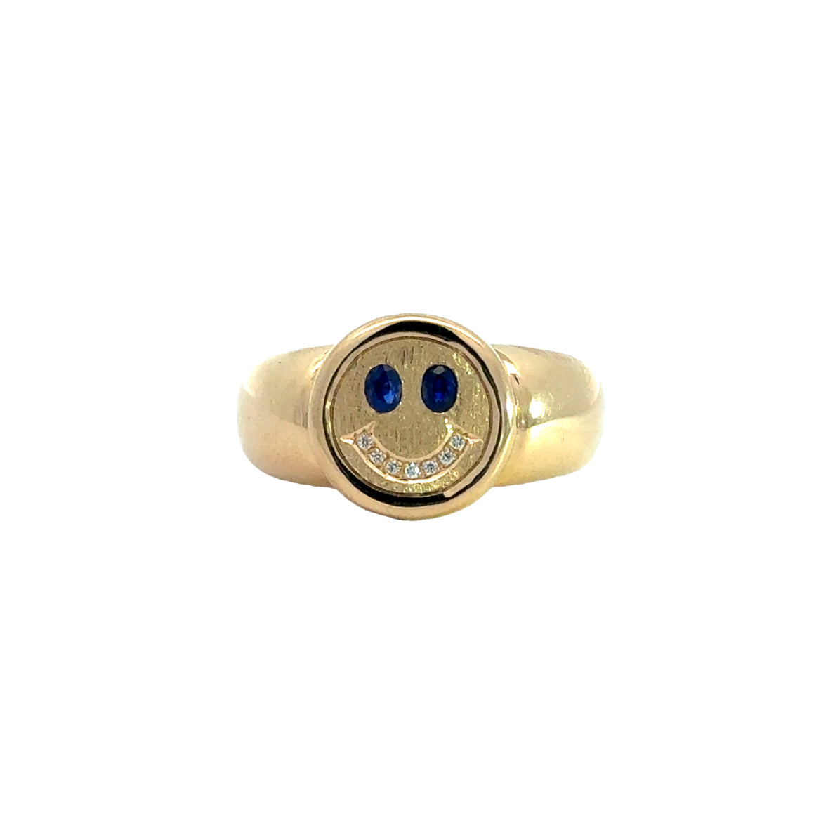 The Stevie Wren Eternal Optimist Ring – 18K Gold Smiley Face