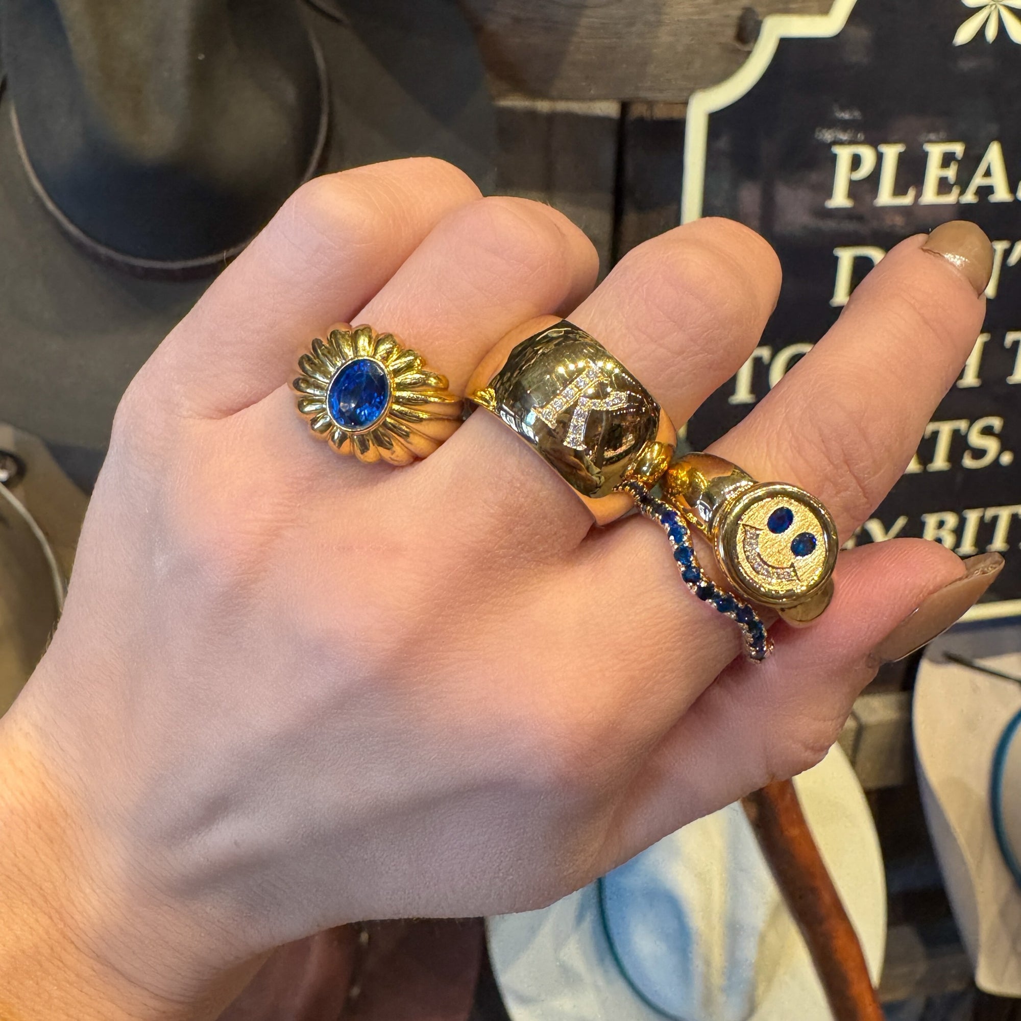 Eternal Optimist 18K Ring with Blue Sapphires and Diamonds