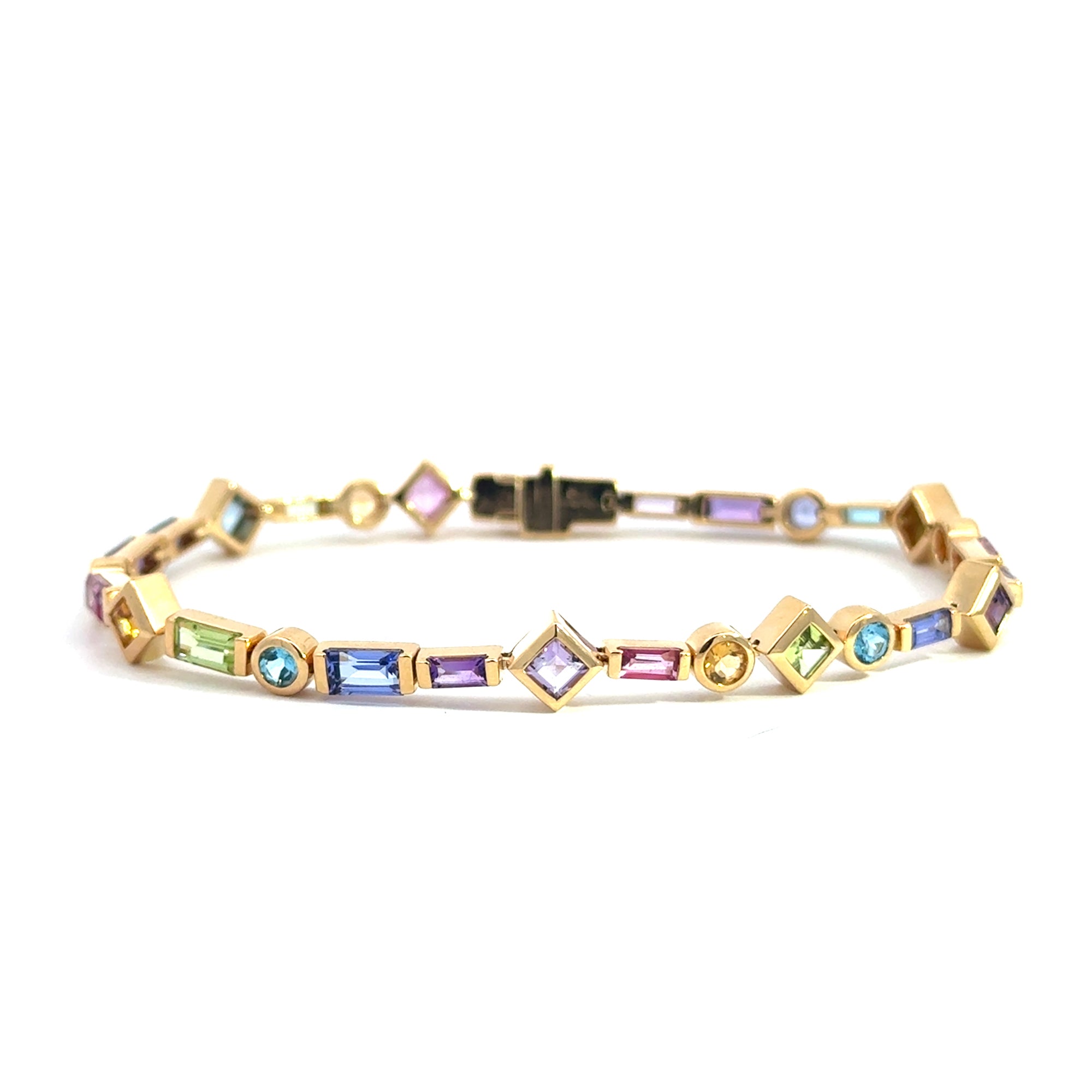 Baguette Tennis Bracelet with Princess-Cut Gemstones