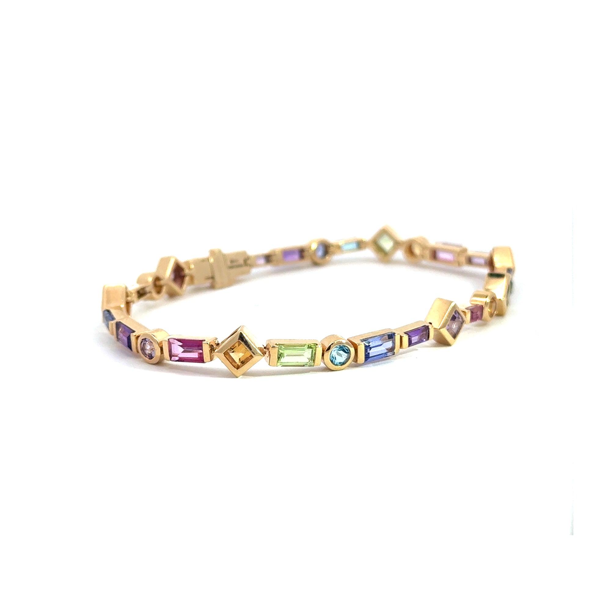 Baguette Tennis Bracelet with Princess-Cut Gemstones