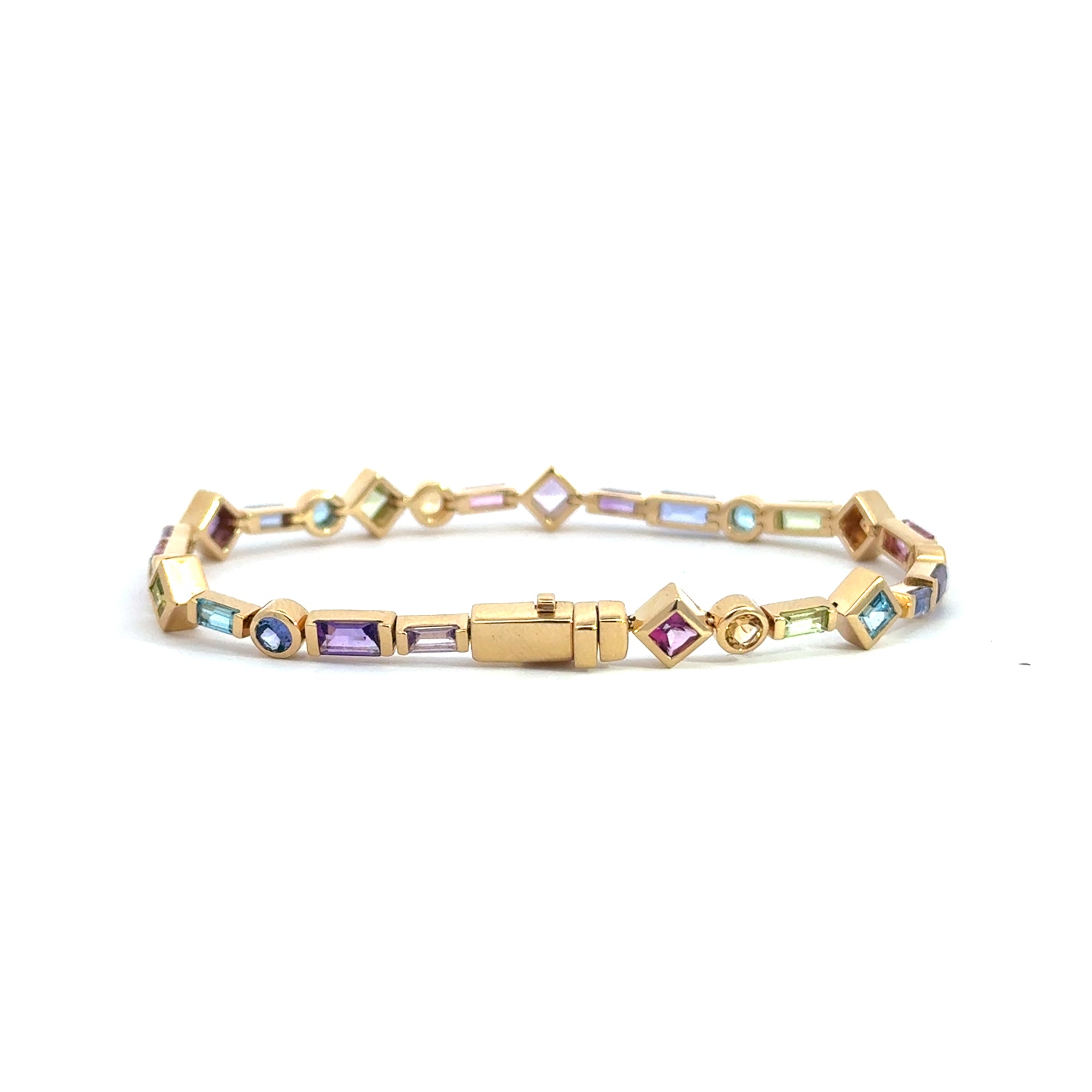 Baguette Tennis Bracelet with Princess-Cut Gemstones