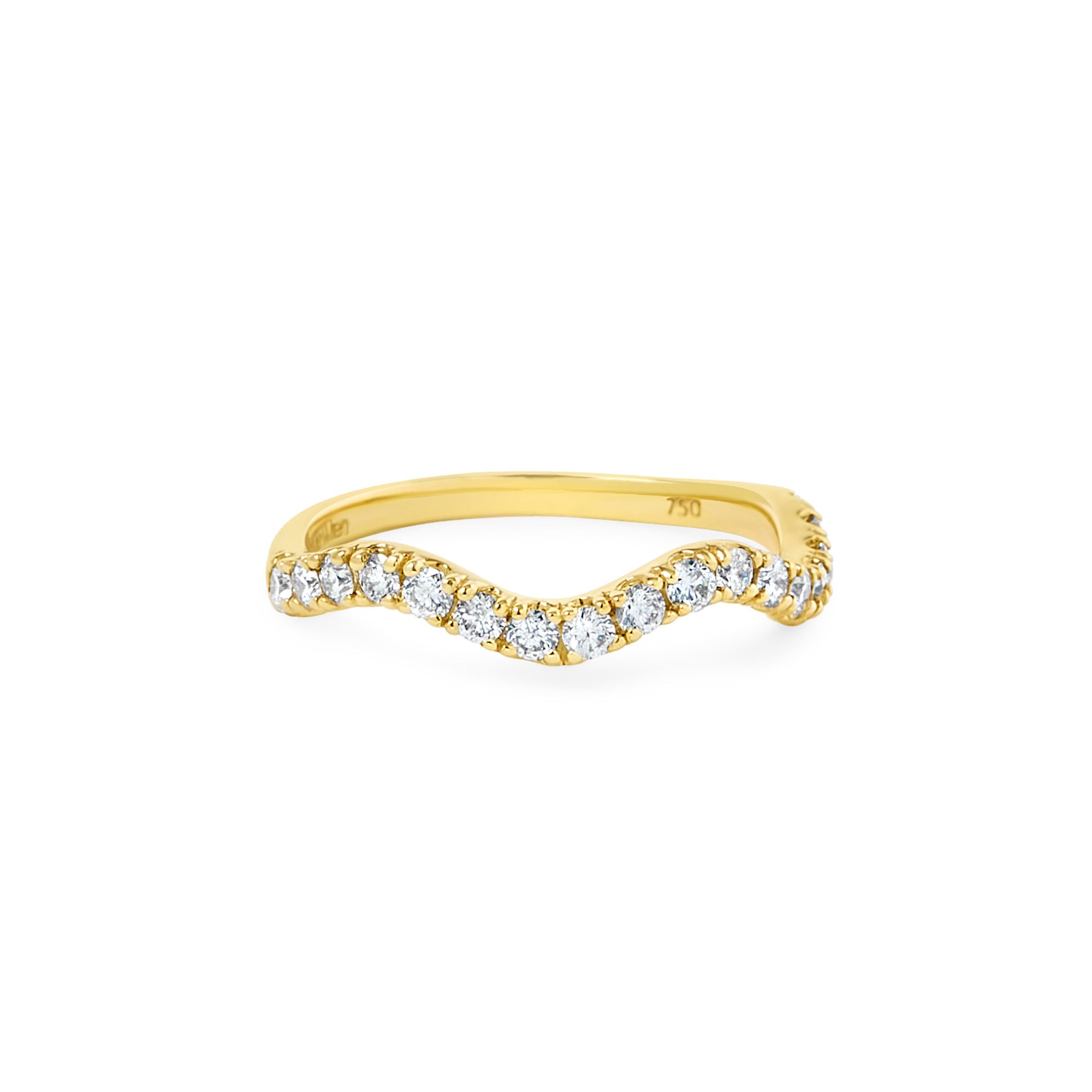 Wavy 18K Gold Stackable Gemstone Ring by Stevie Wren