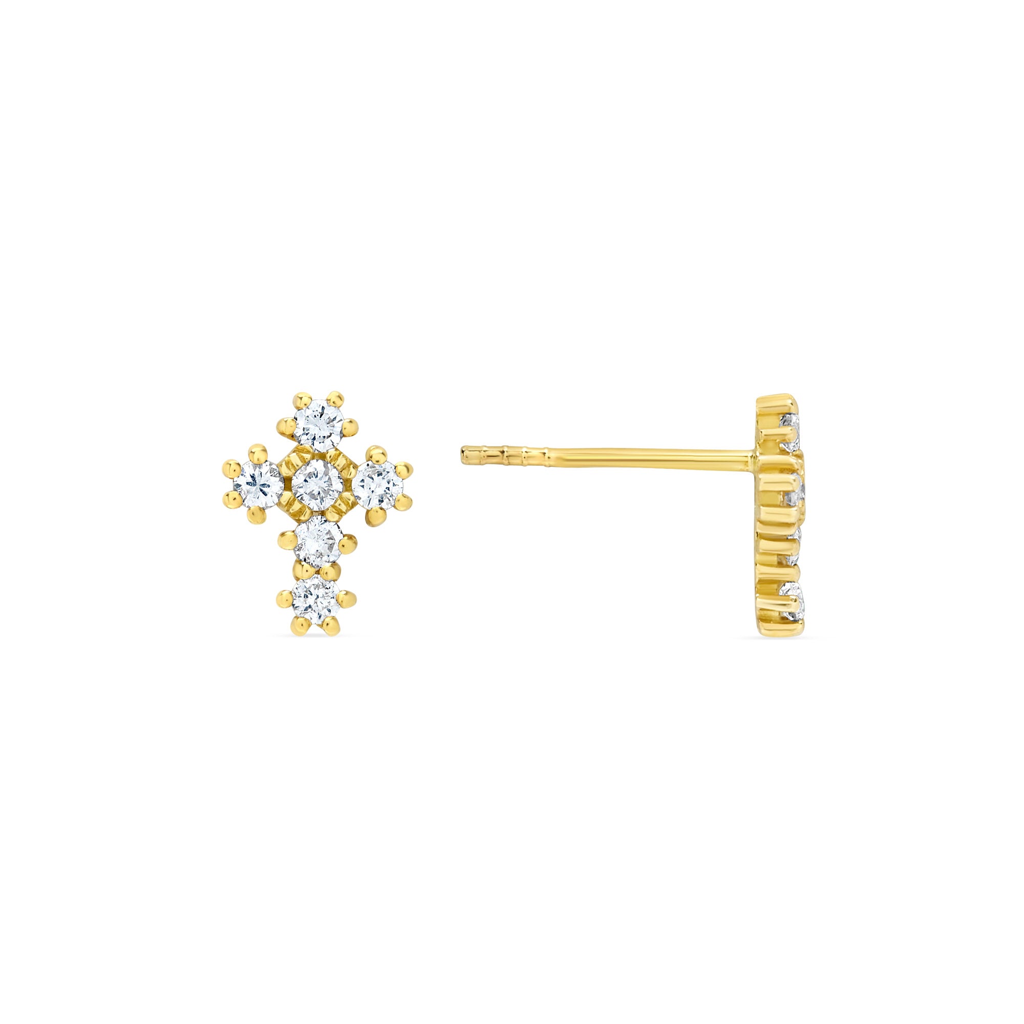 Mini 18K Diamond Cross Stud