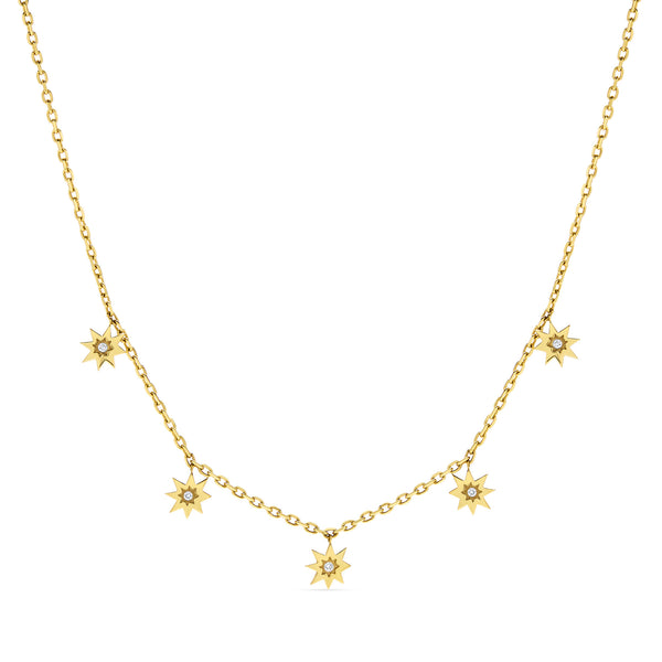 Diamond 18K Cinq Sunburst Necklace - Stevie Wren