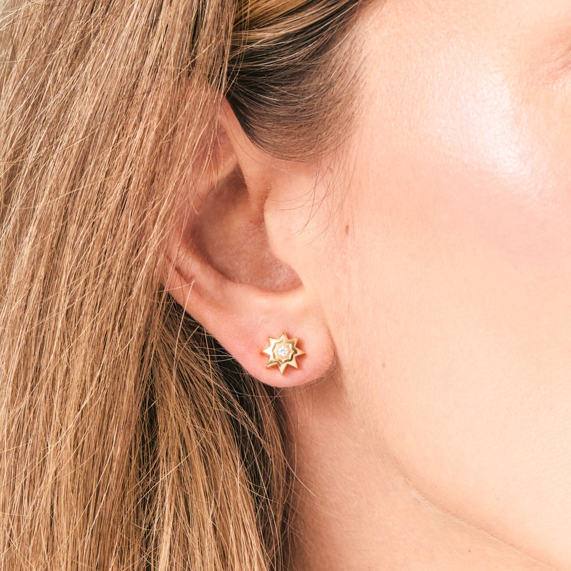 Diamond 18K Sunburst Studs