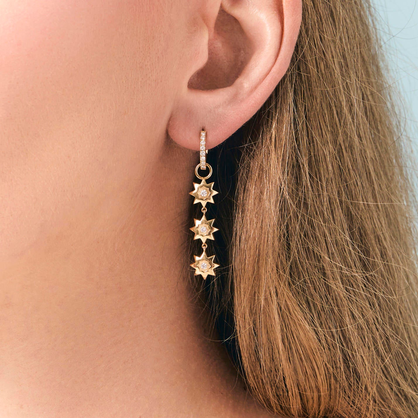 Sunburst 18K Diamond Dangle Earrings