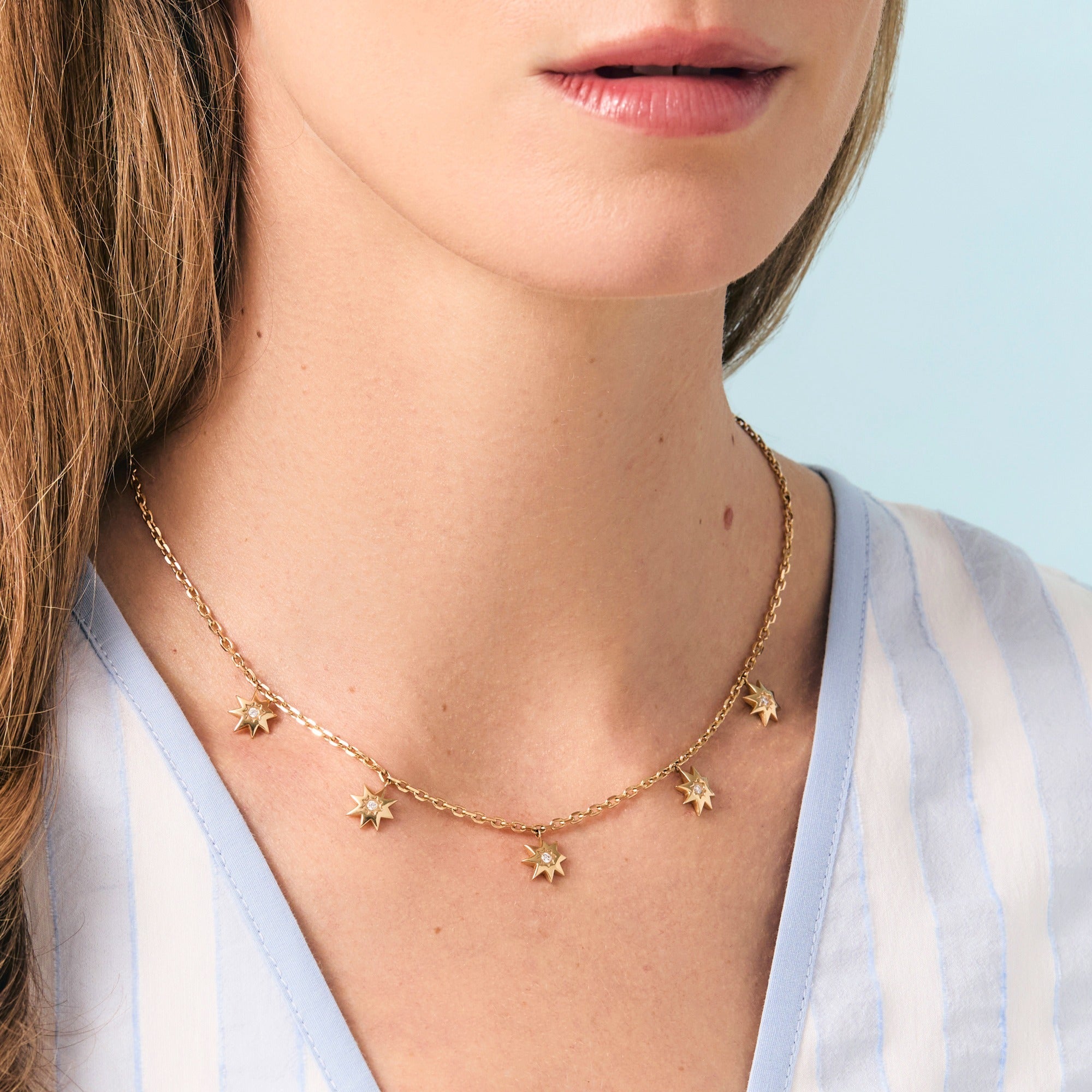 Diamond 18K Cinq Sunburst Necklace