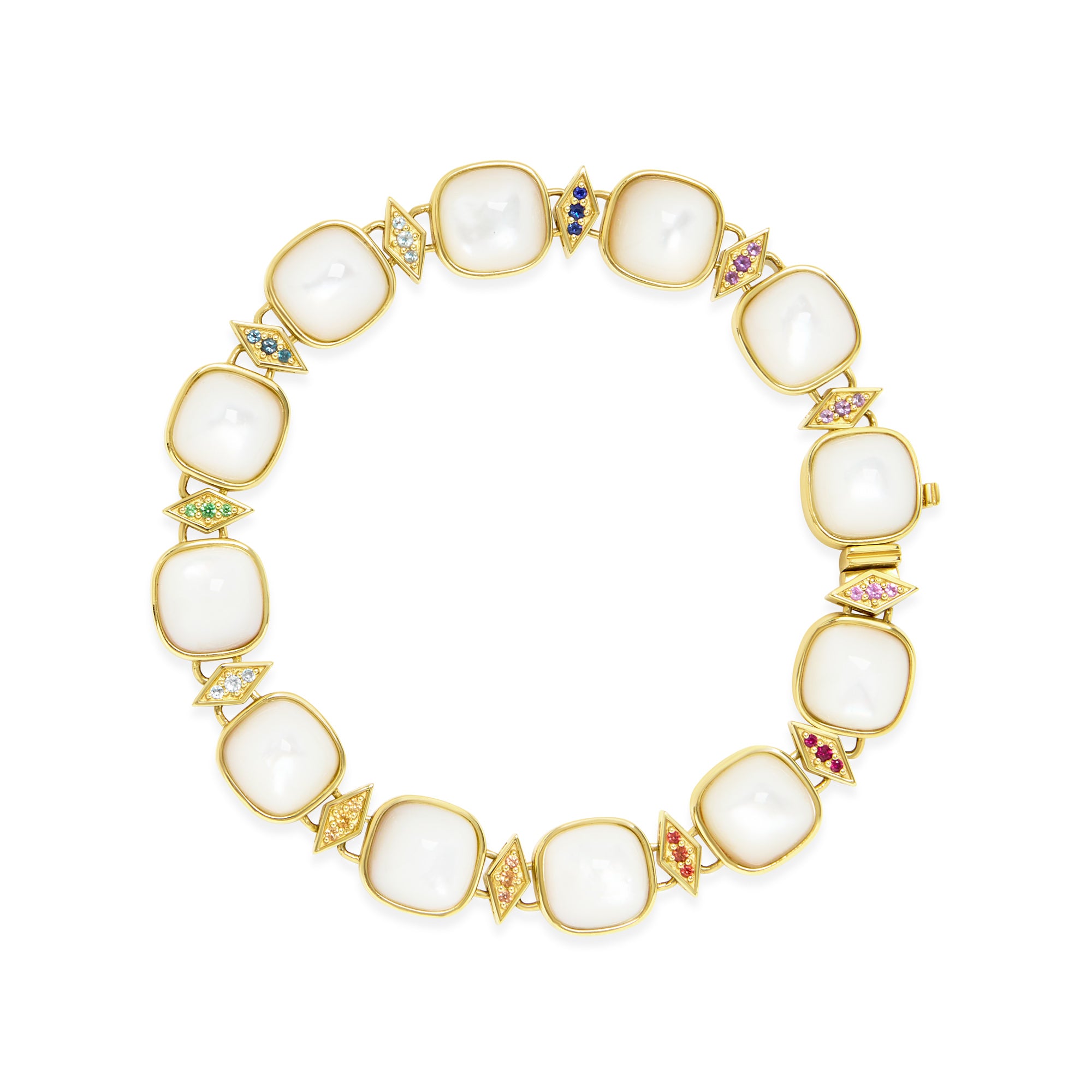 Radiant Gold Turquoise Gemstone Latch Bracelet