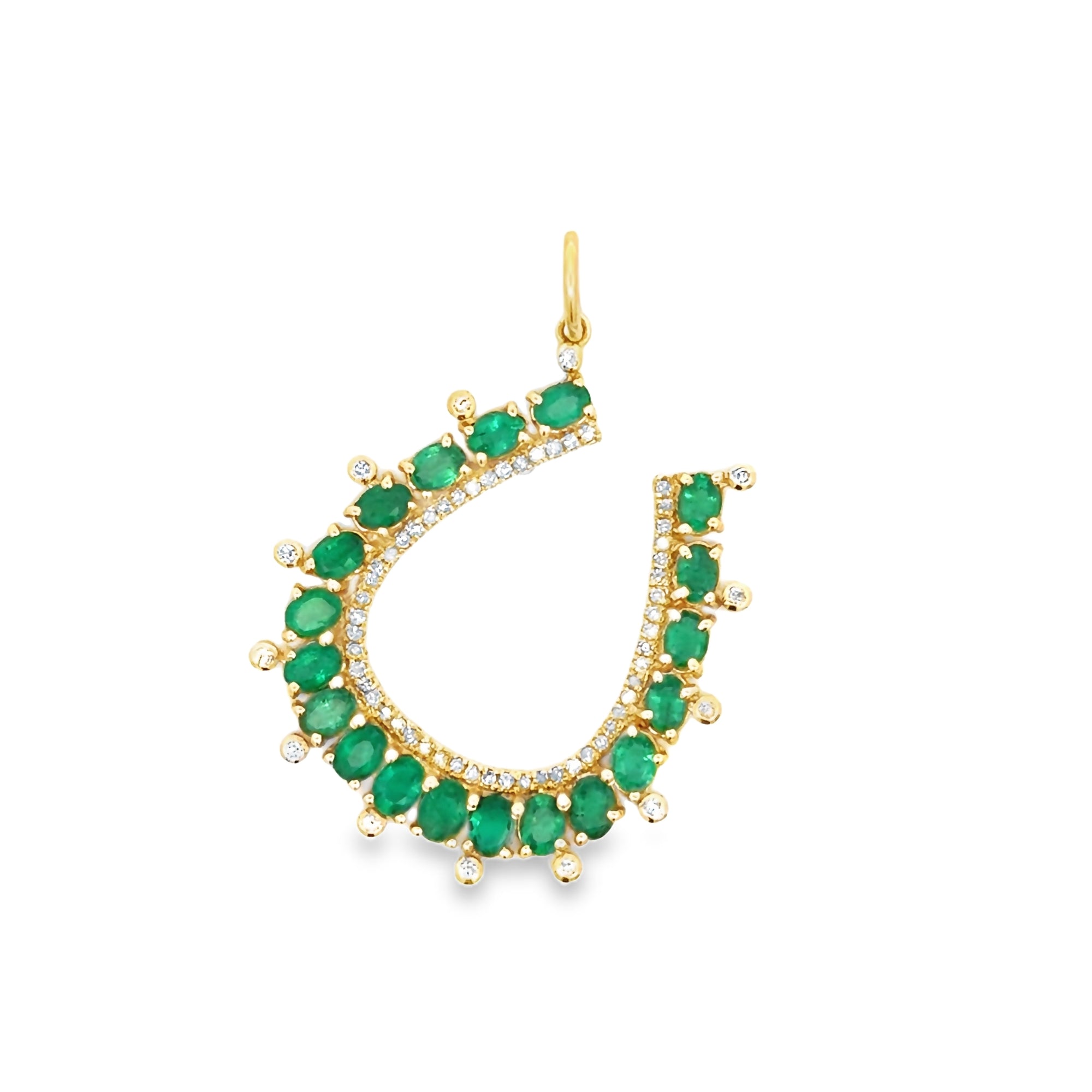 Emerald & Diamond 14K horseshoe Pendnat