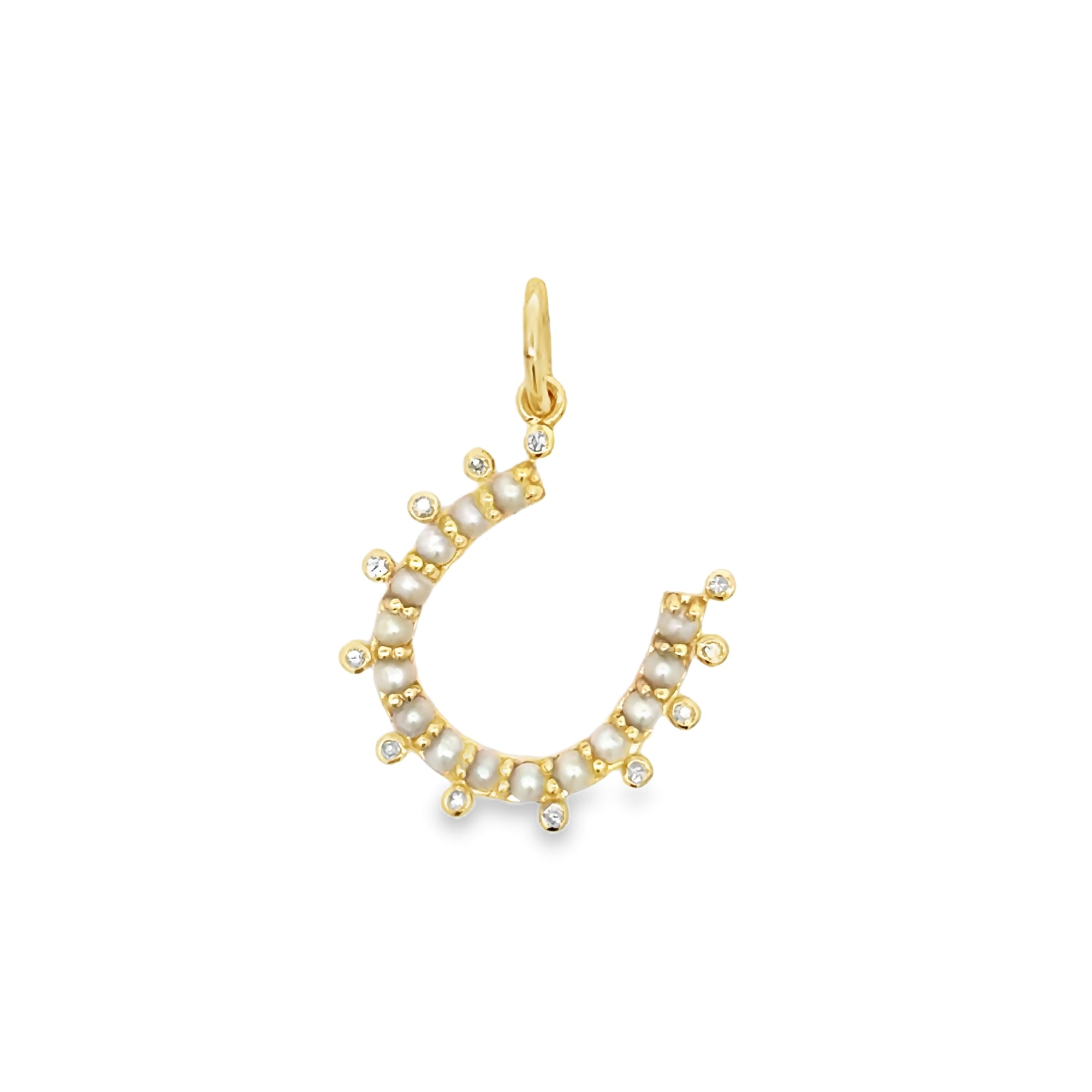 Mini Diamond & Gemstone 14K Horseshoe Pendant