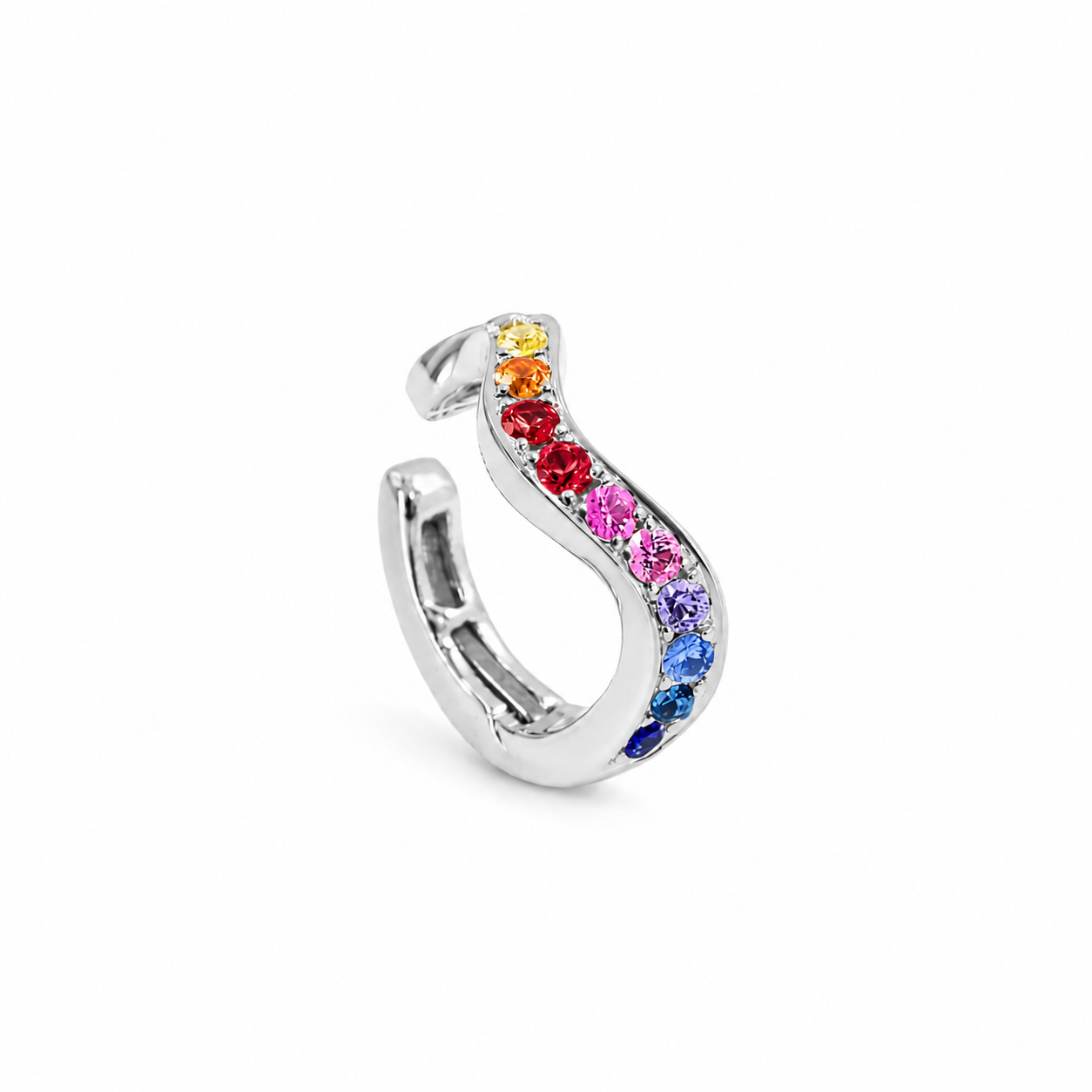 Gemstone 18K Ripple Ear Cuff