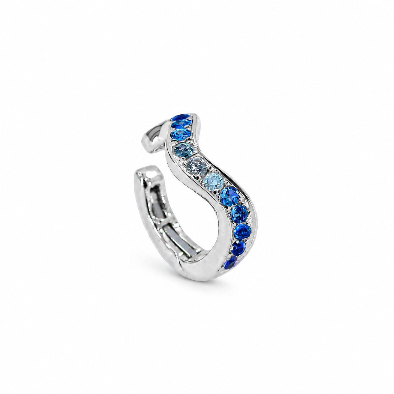 Gemstone 18K Ripple Ear Cuff