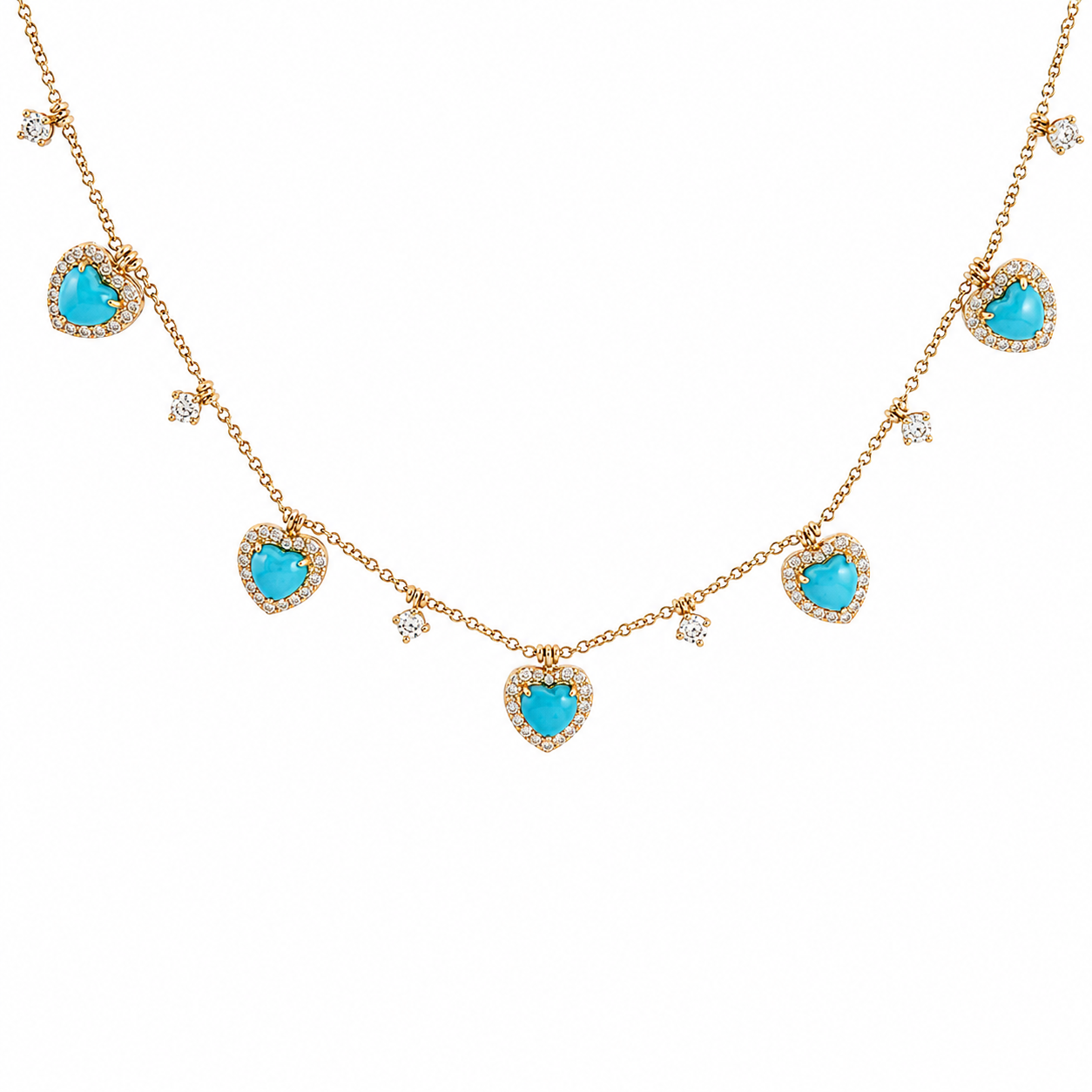 Turquoise Heart 18K Charm Necklace