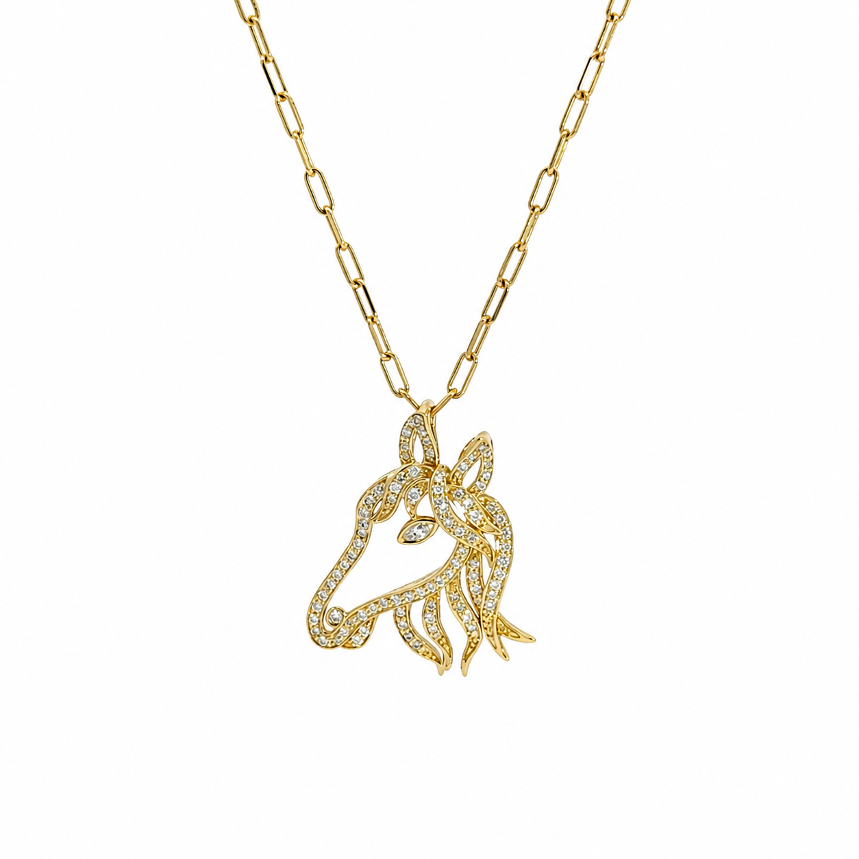 Foal 18K Diamond Horse Necklace