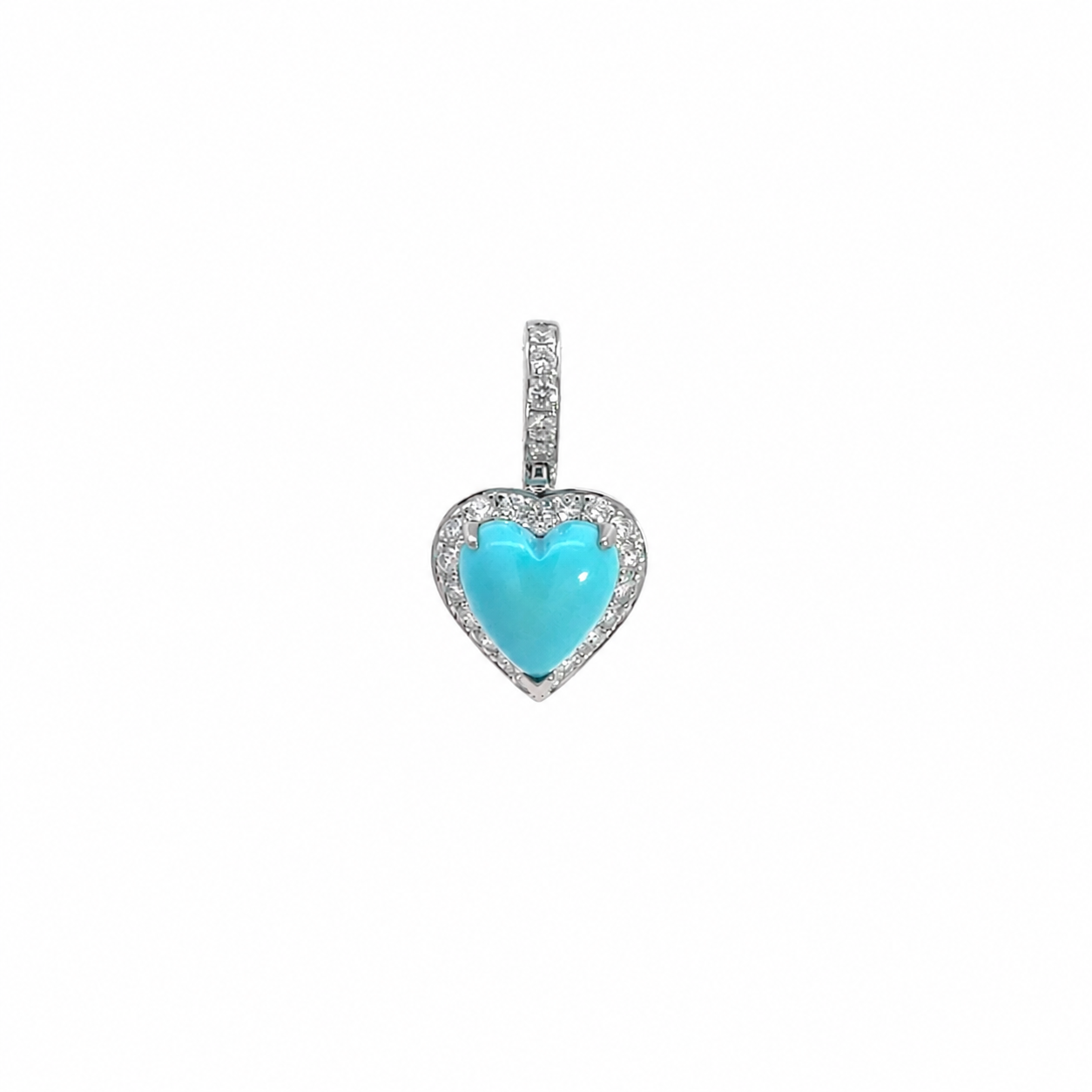 Puffed 18K Turquoise Heart Charm