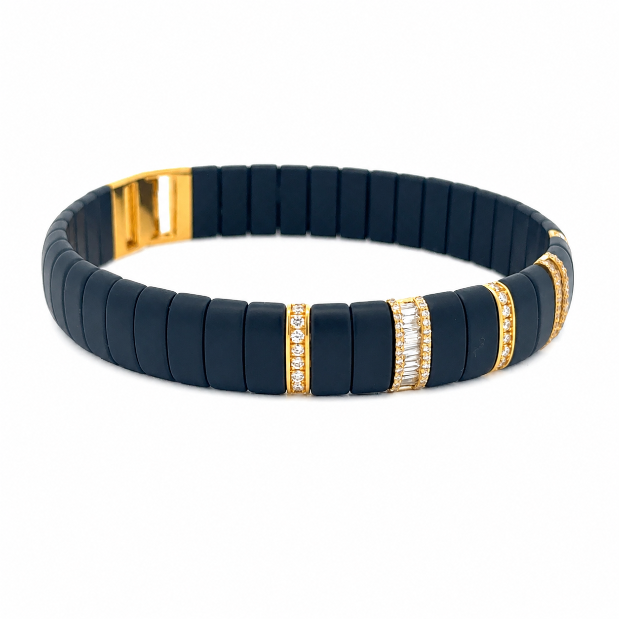 Diamond 14K Matte Navy Ceramic Bangle