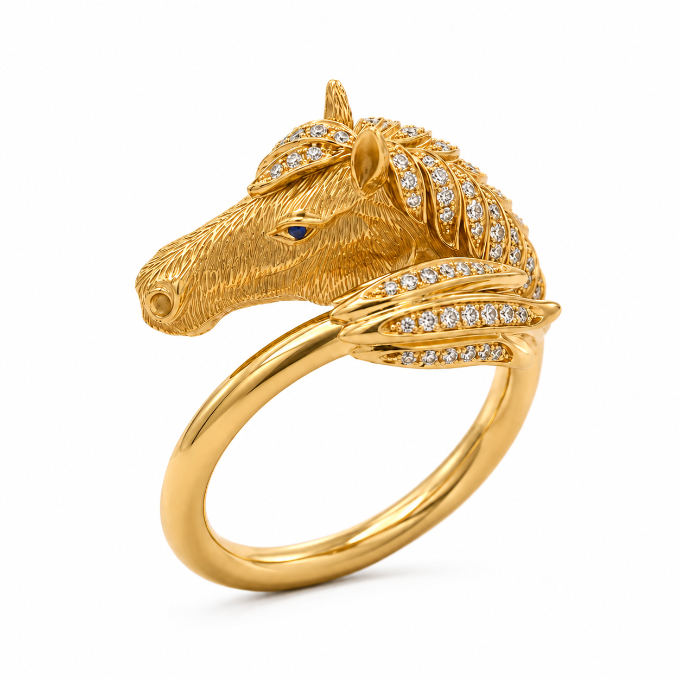 Sculptural 18K Horse Ring