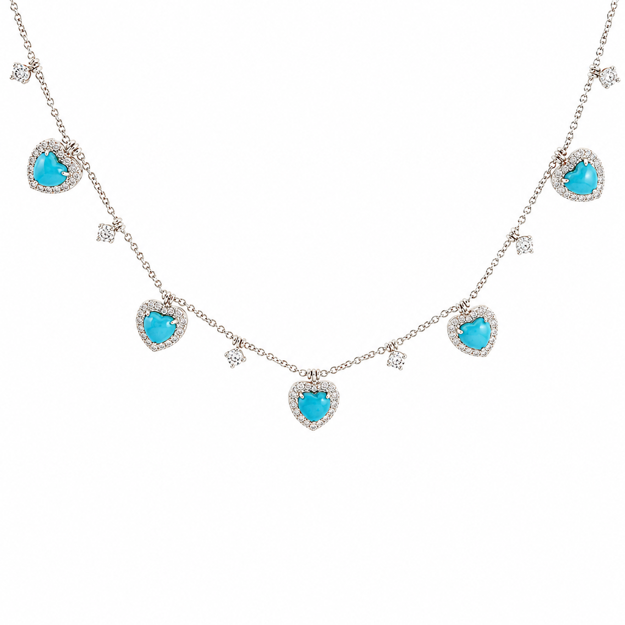 Turquoise Heart 18K Charm Necklace