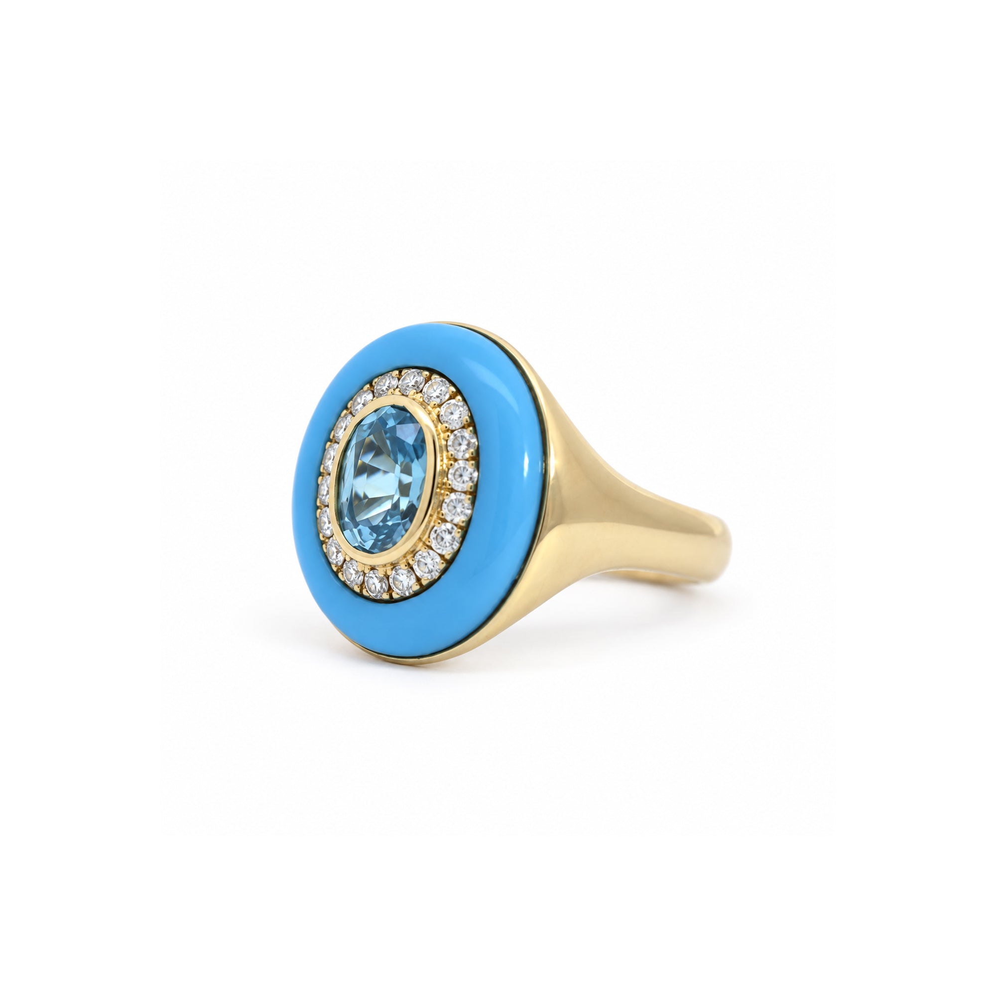 18K Gold Carved Stone & Diamond Cocktail Ring