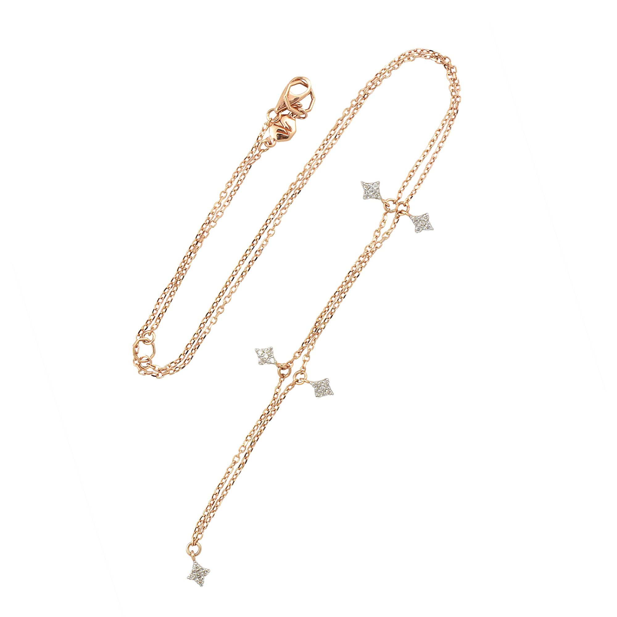 Collar con dije de diamantes de 14 quilates con estrella del norte