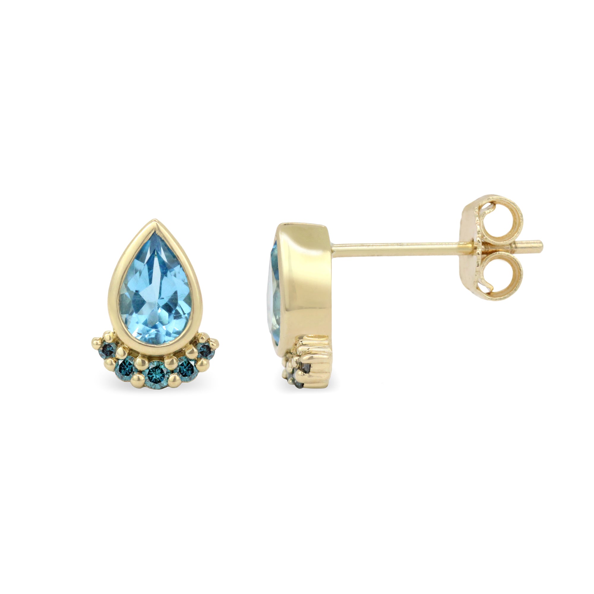 Pendientes con forma de lágrima de 14 quilates con piedras preciosas